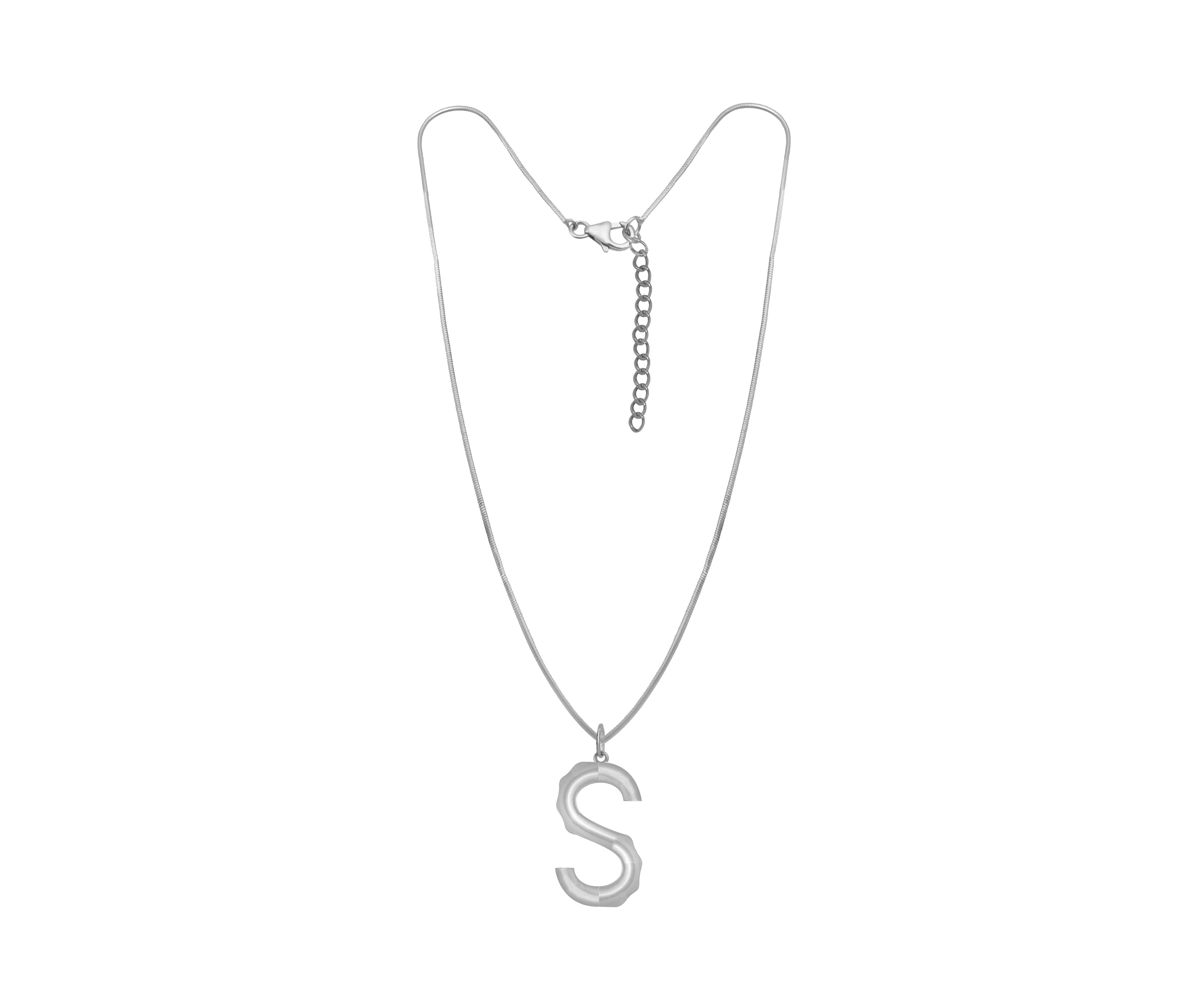 Xl Solid Initial With Snake Link Chain