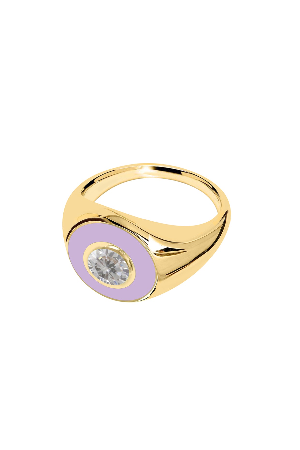 18Kt Gold Plated Eyes On Me Lilac Signet Ring