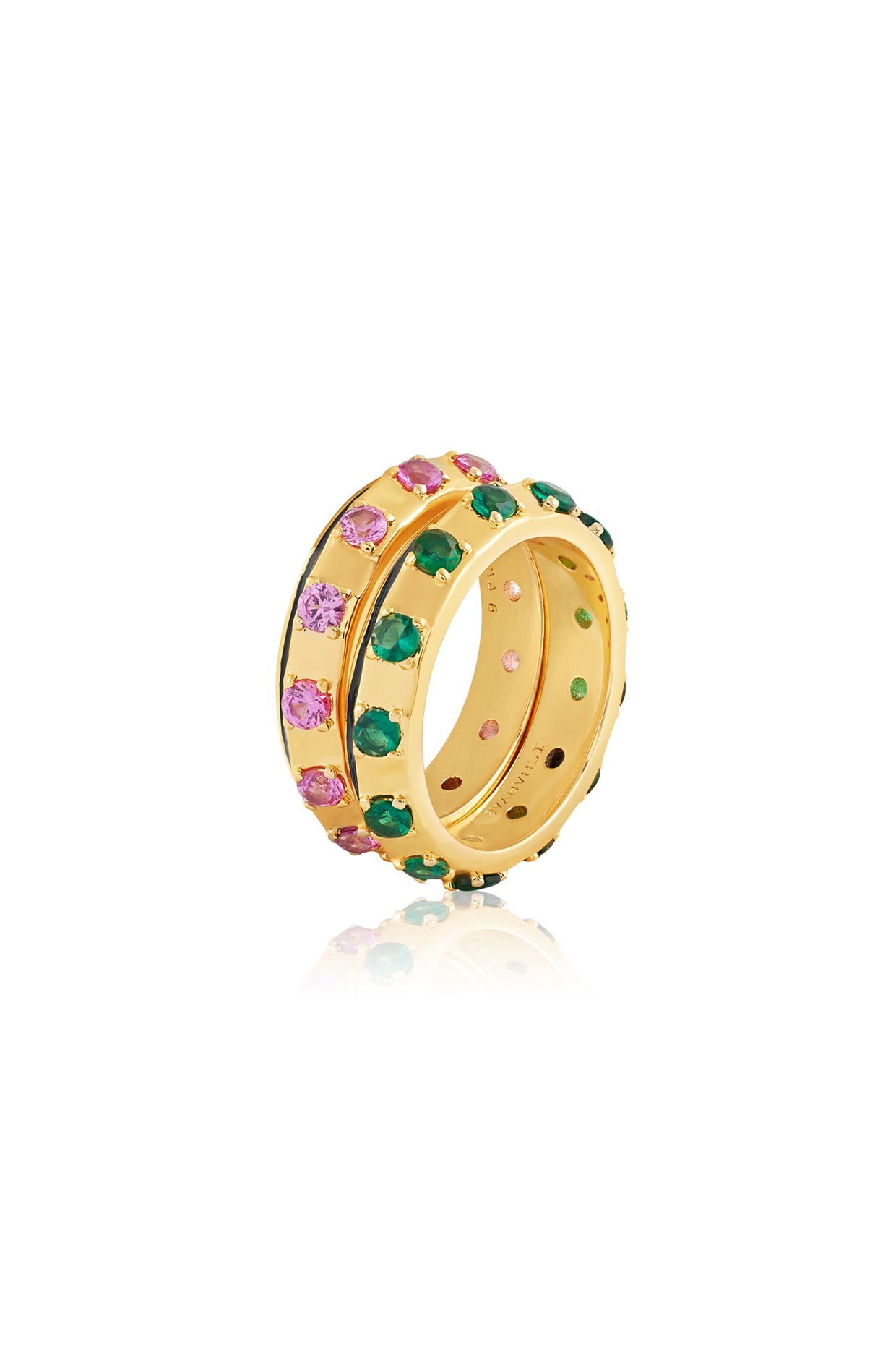 Celestial Duality Ring Stack In 18kt Gold Plated