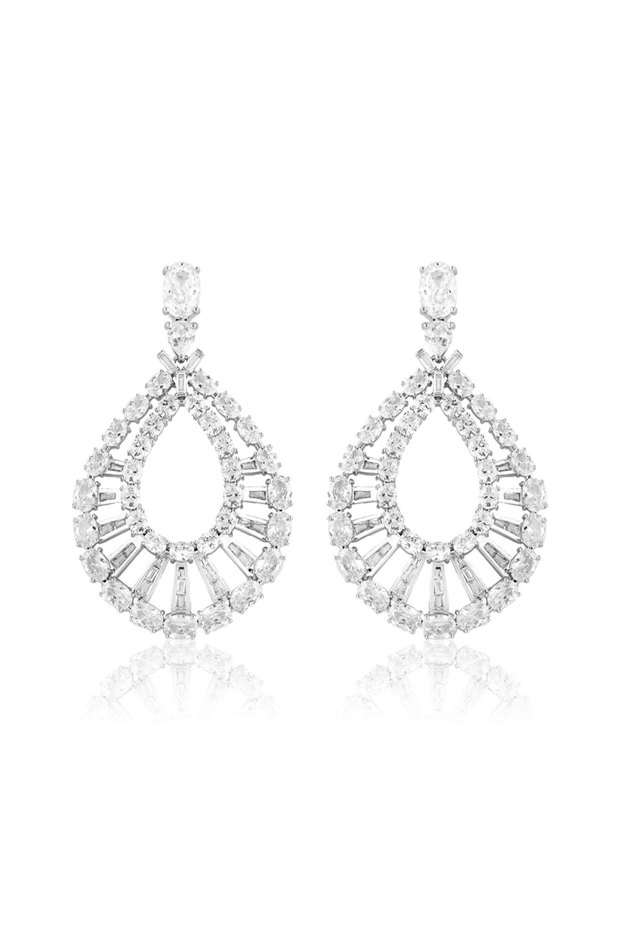 Bau Laume Statement Danglers In Rhodium Plated