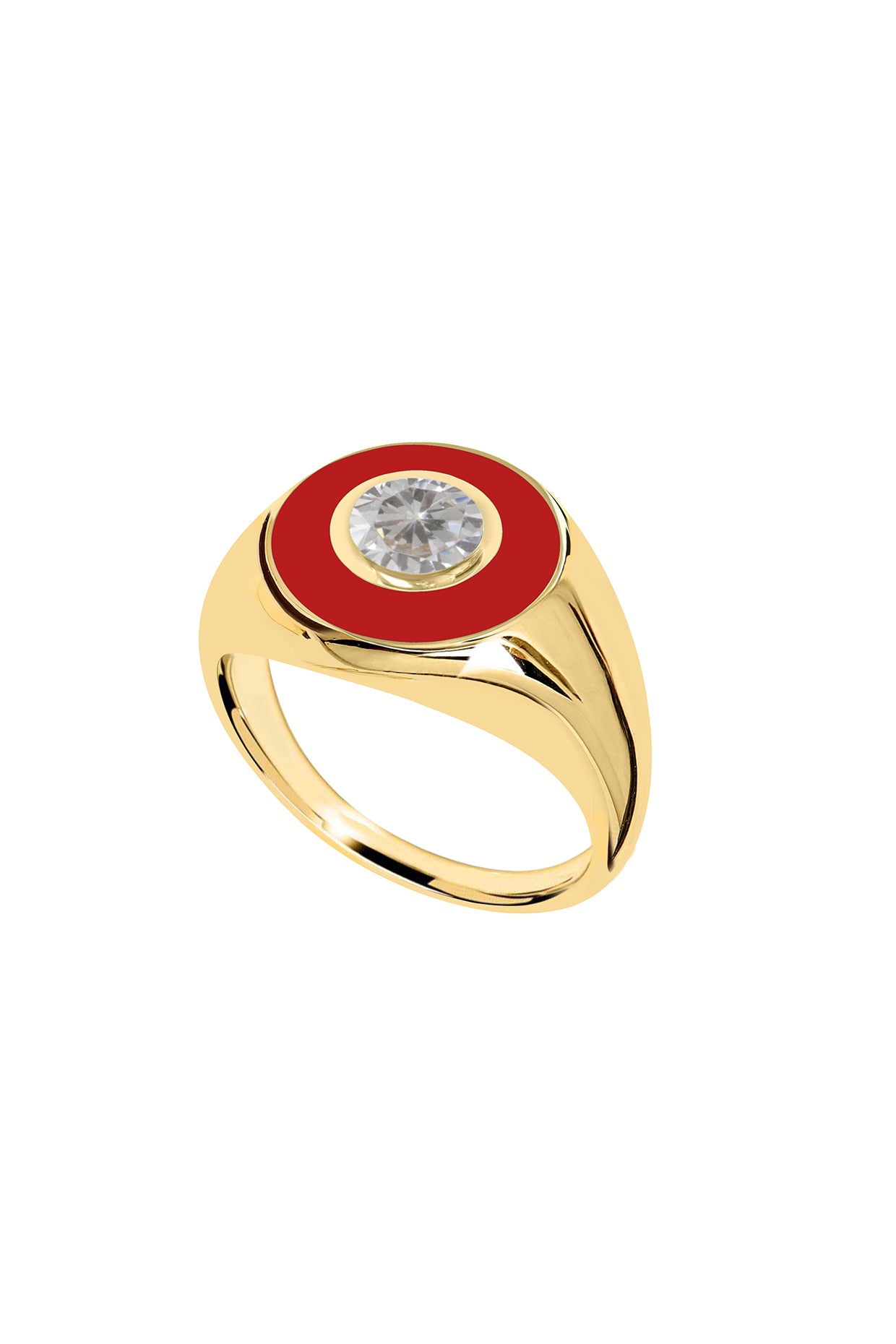 18Kt Gold Plated Eyes On Me Red Signet Ring