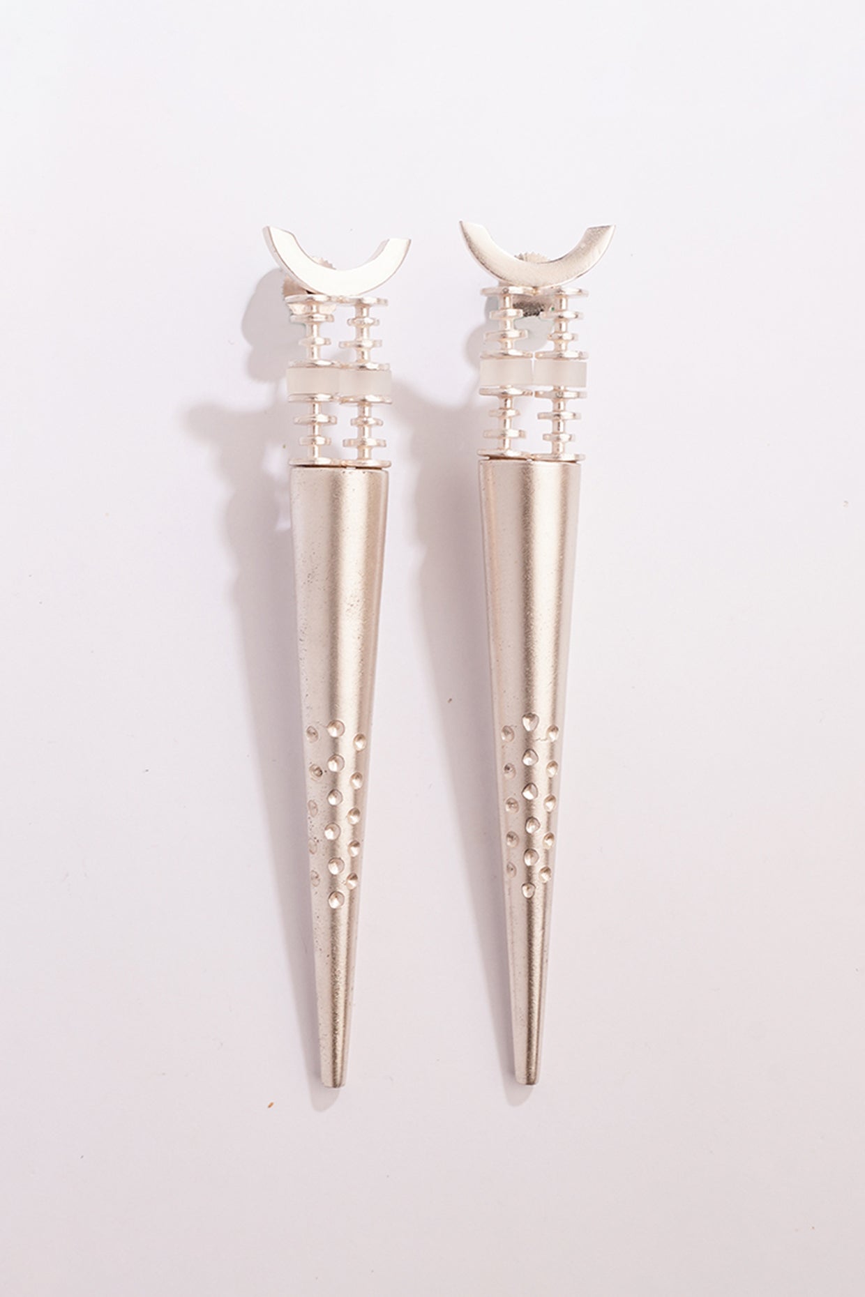 Candlelight Duet Silver Plated Spike Earrings
