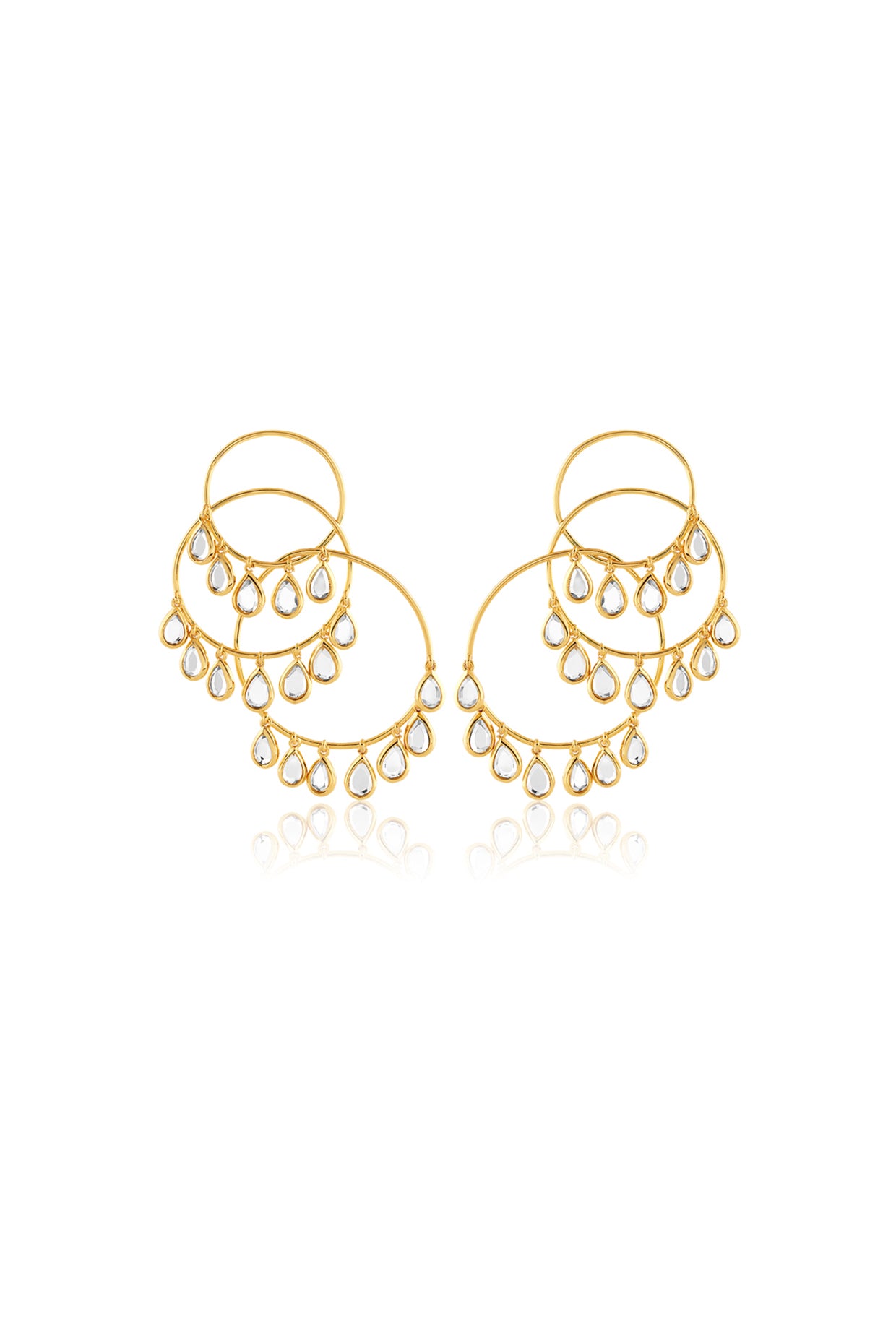 Ayaana Triple Hoop Mirror Earrings 18Kt Gold Plated