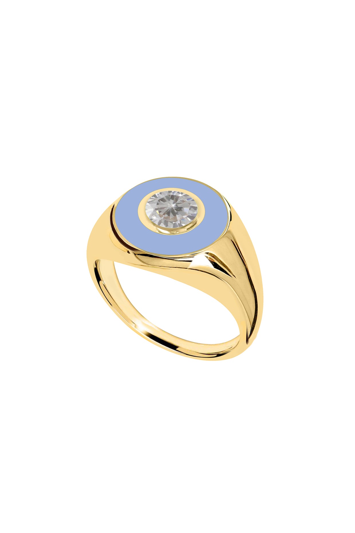 18Kt Gold Plated Eyes On Me Powder Blue Signet Ring