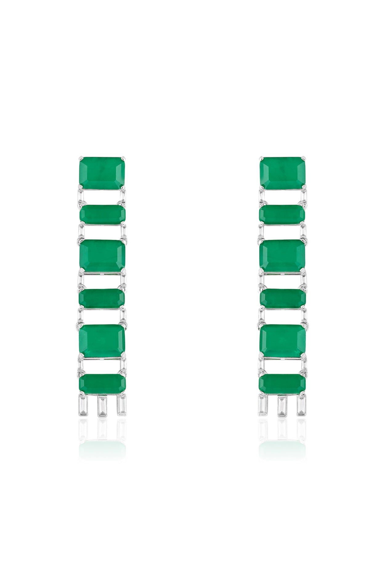 Lustra Emerald Hoops In Rhodium Plated