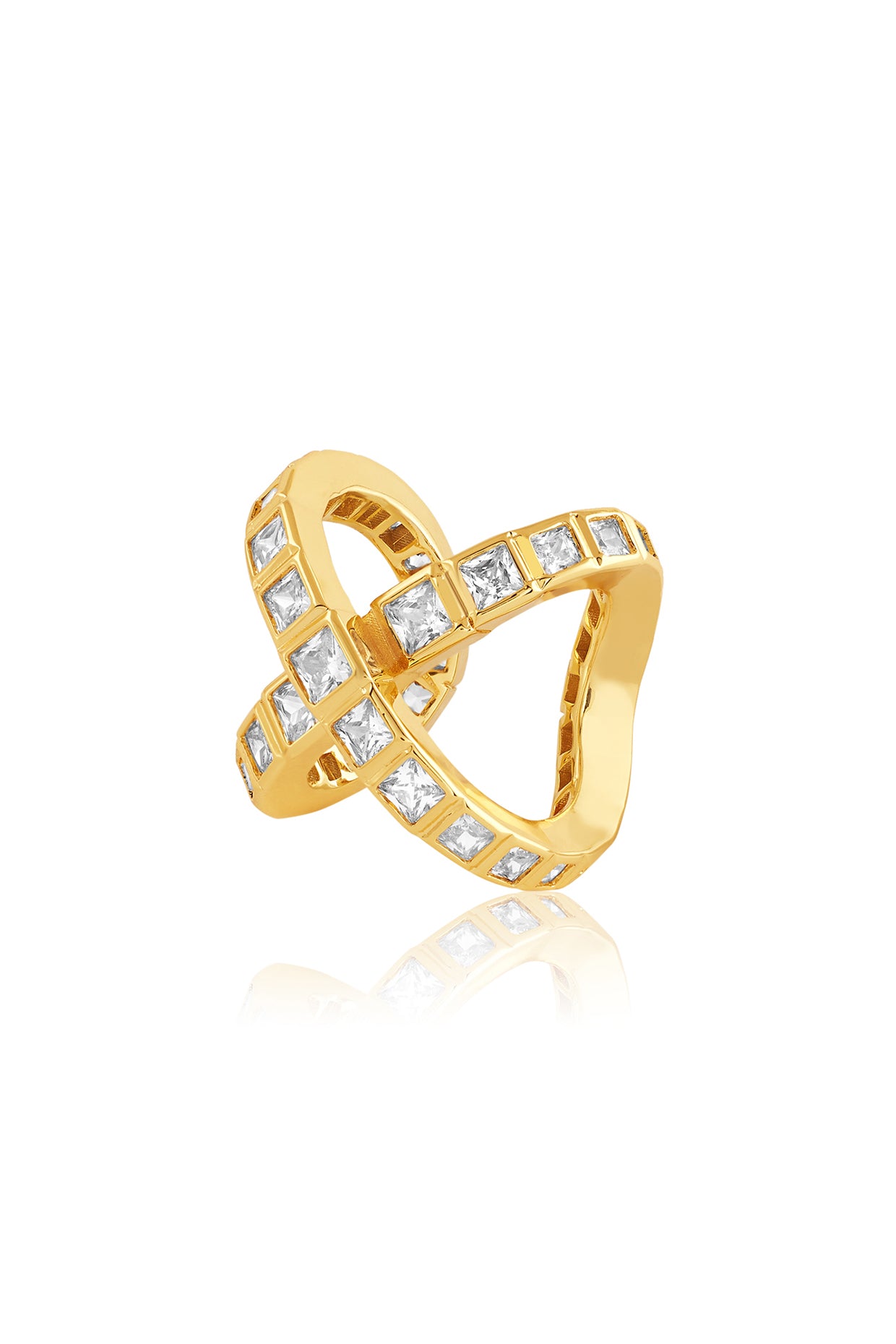 Jugni Mirror Princess Ring 18Kt Gold Plated