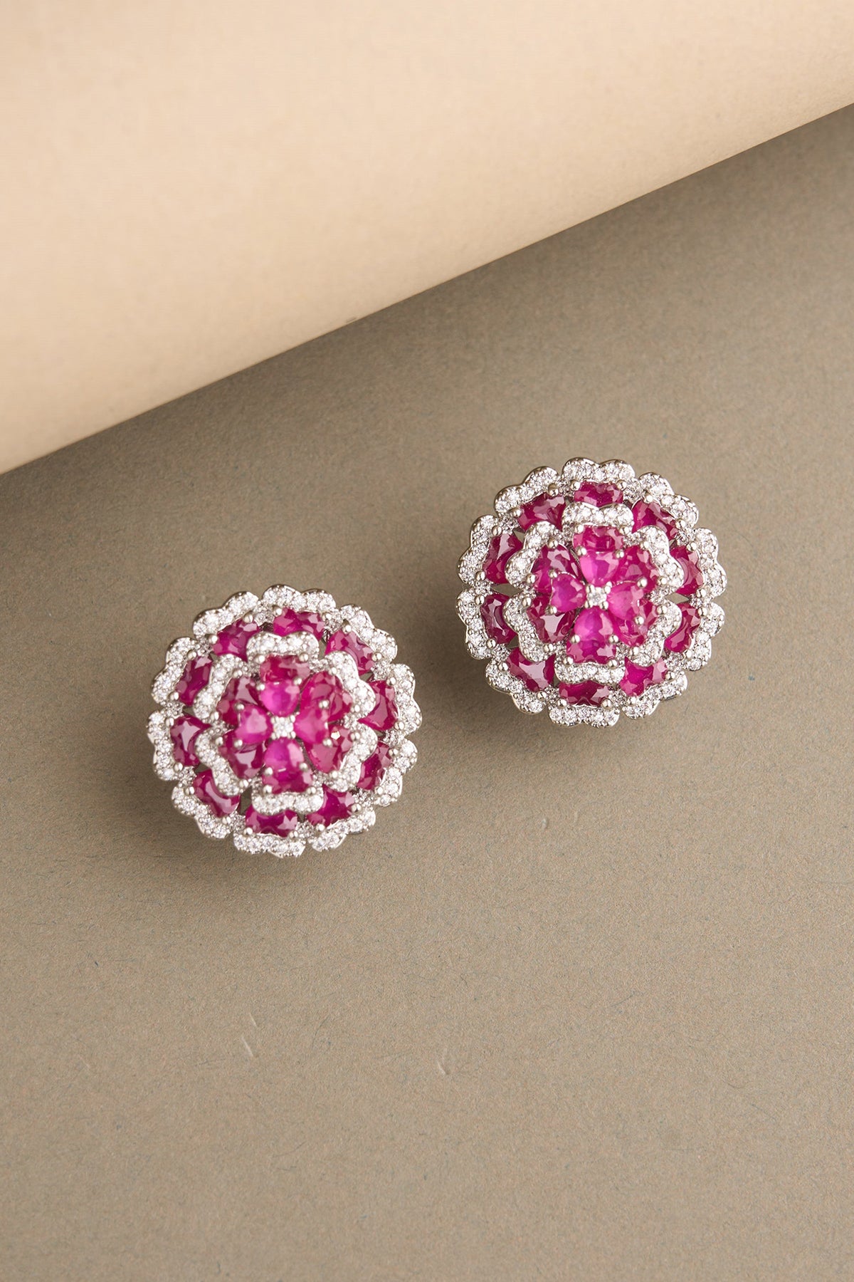 Red Double Flower Earrings