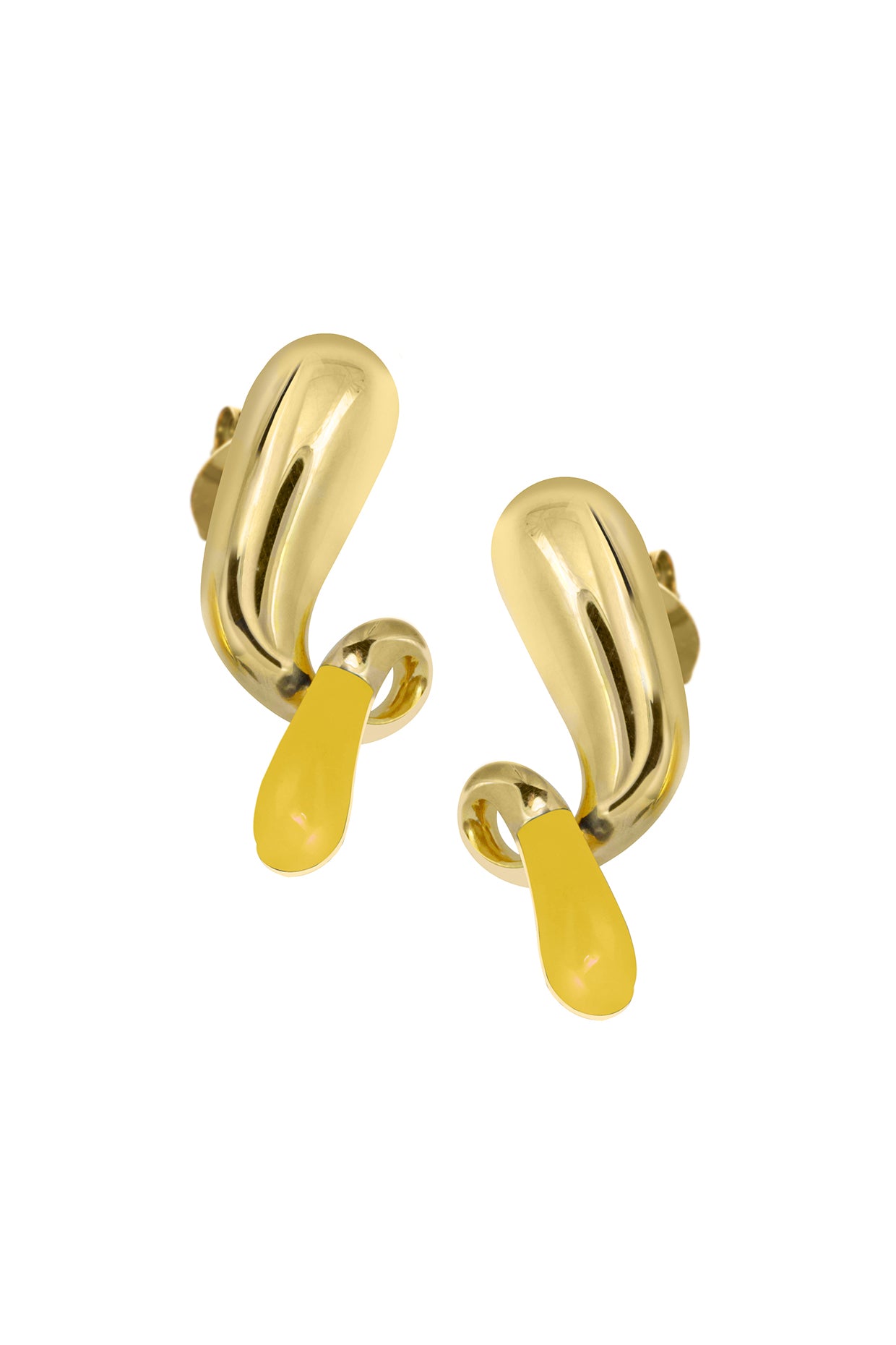 18Kt Gold Plated Yellow Pebble Pop Drop Earrings