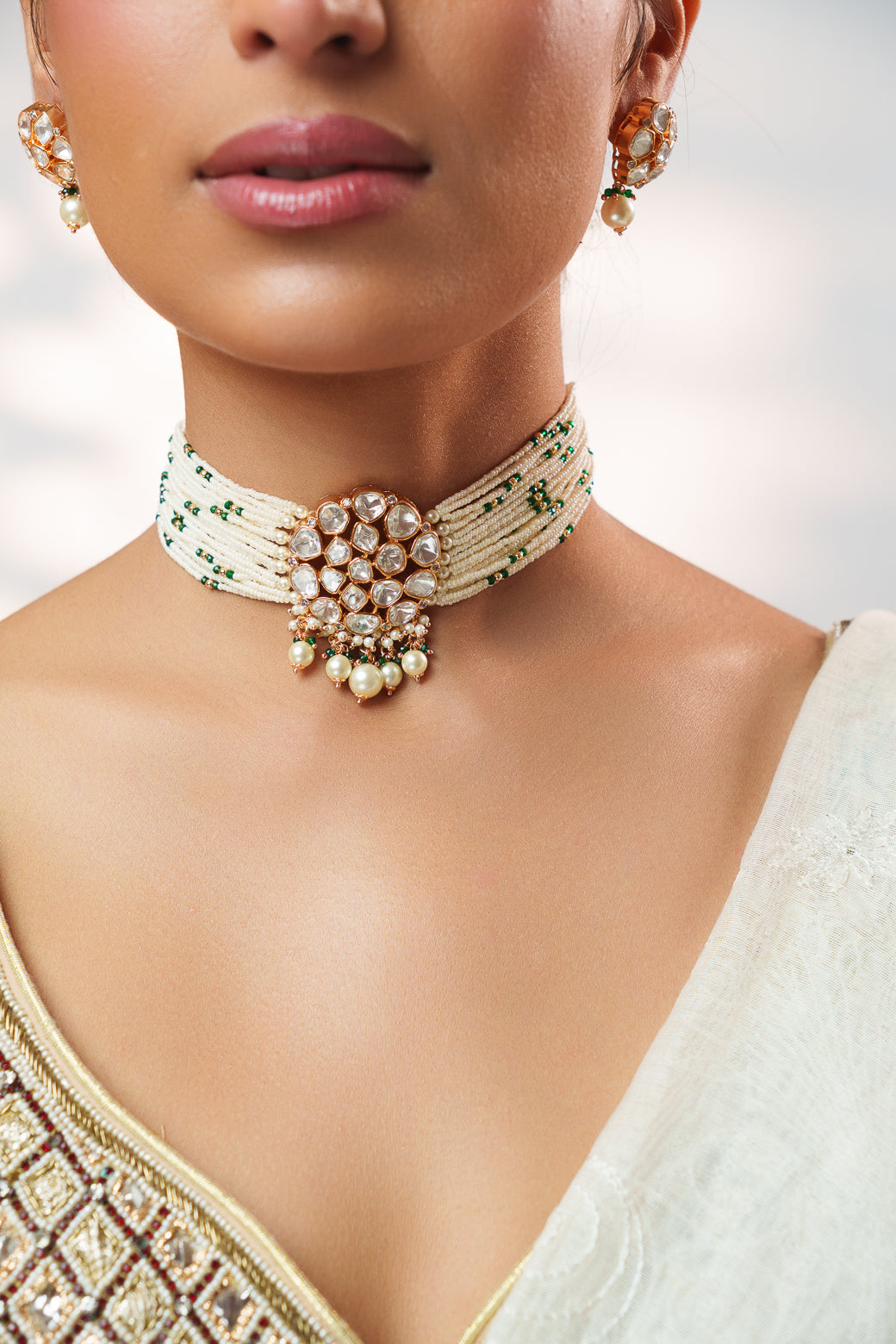 Vrishti Green Kundan Choker