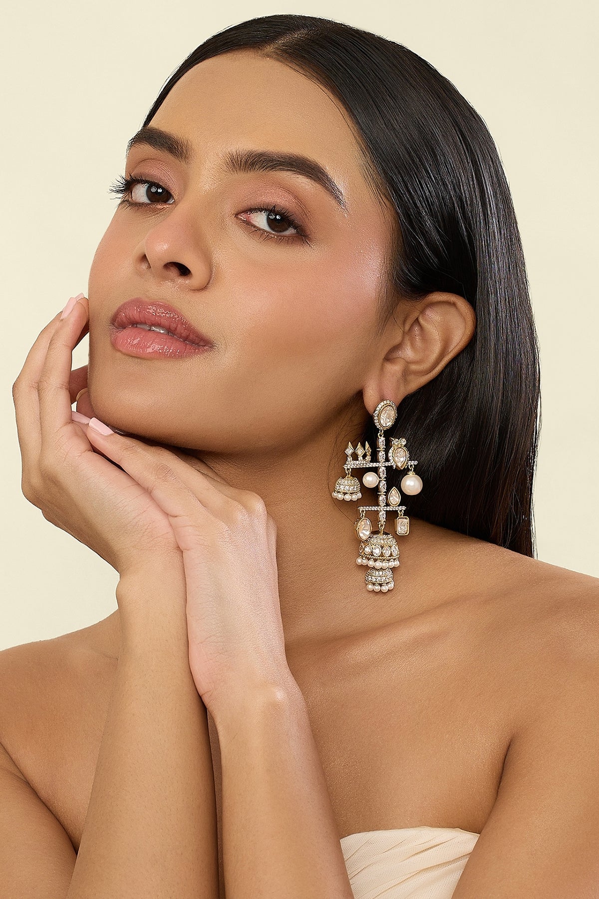 Polki Queen of the Enchanted Forest Pearl  Earrings