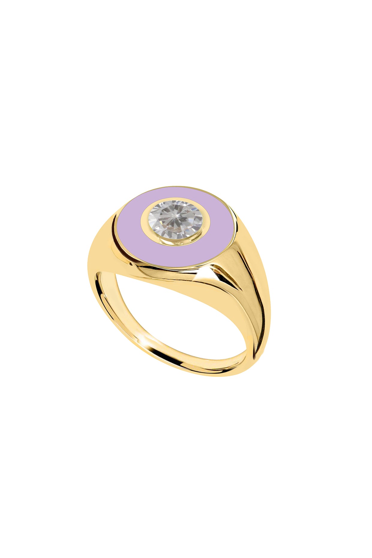 18Kt Gold Plated Eyes On Me Lilac Signet Ring