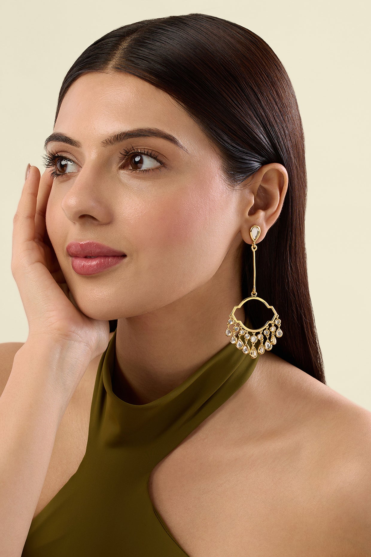 Decadence Decoded Mirror Long Chandelier Earrings In Gold 18Kt Gold Plated