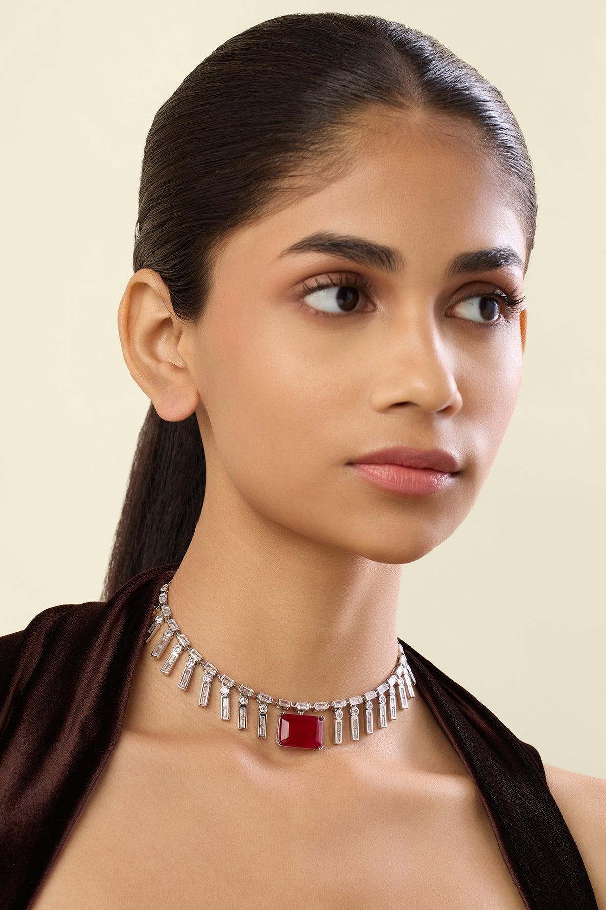 Florence Charm Necklace In Rhodium Plated