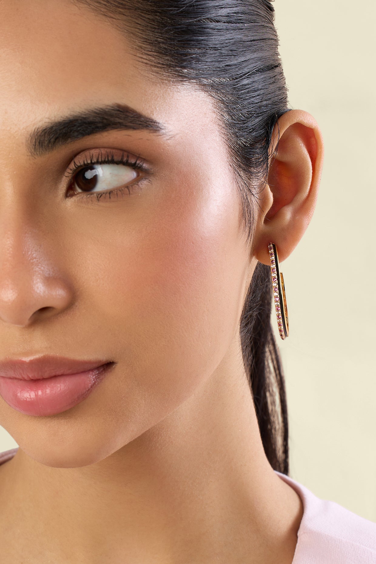 Mystic Orbit Hoops In 18kt Gold Plated