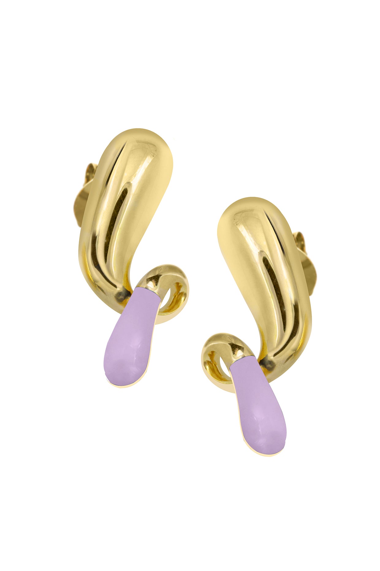 18Kt Gold Plated Lilac Pebble Pop Drop Earrings