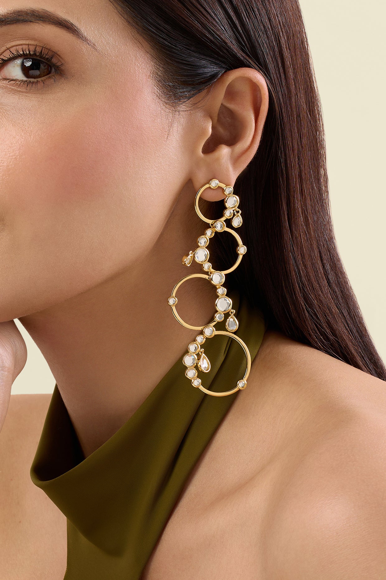 Decadence Decoded Long Circle Earrings 18Kt Gold Plated