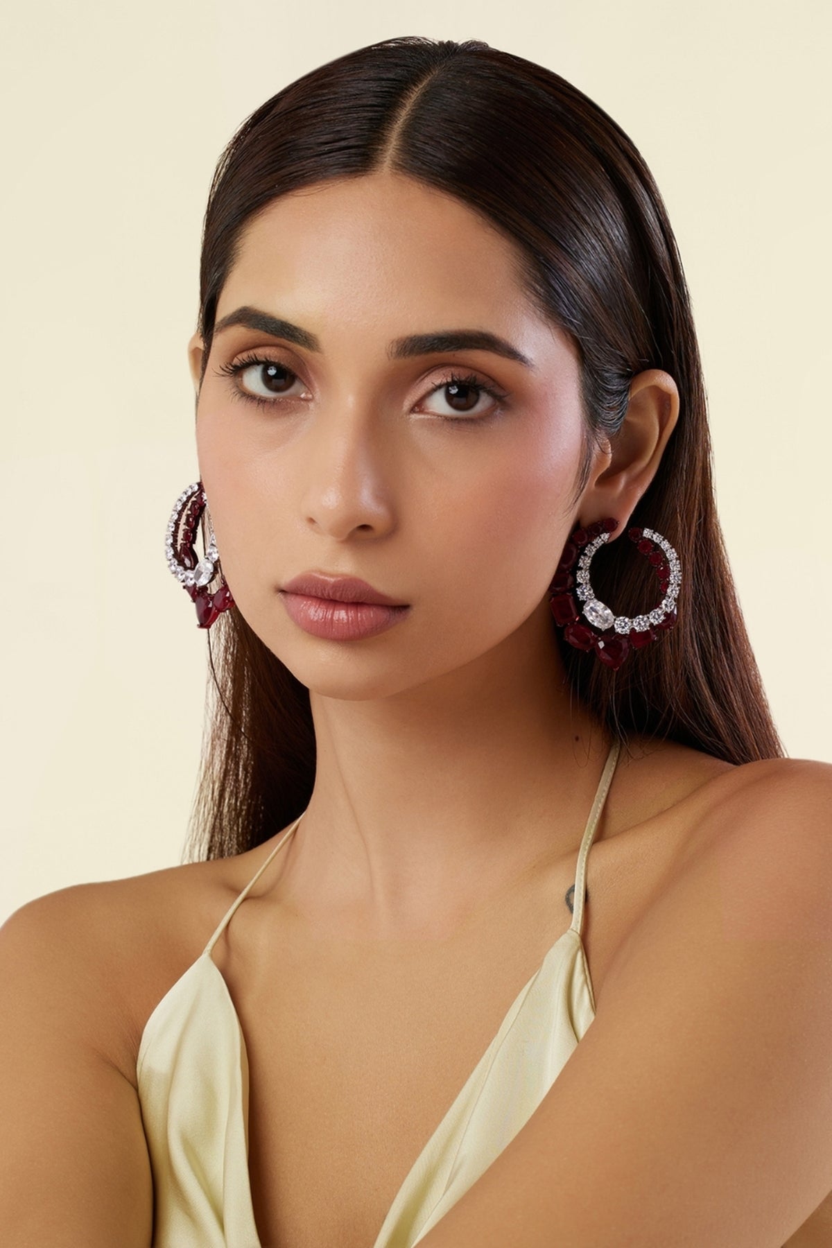 Elevé Ruby Botox Front Back Earrings