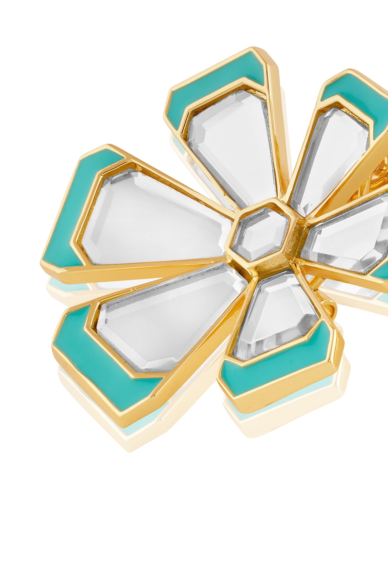 Ayaana Blue Enamel Flower Stud 18Kt Gold Plated