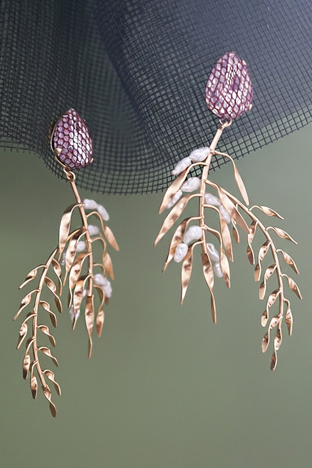 Gilded Grasslands Statement Earrings