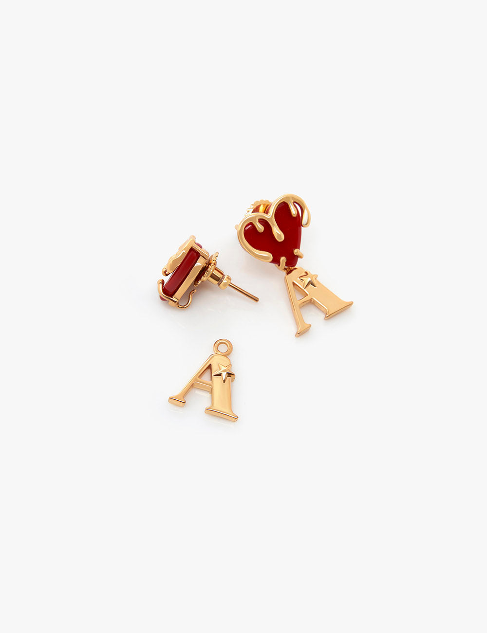 22kt Gold Plated Initial Heart Earrings