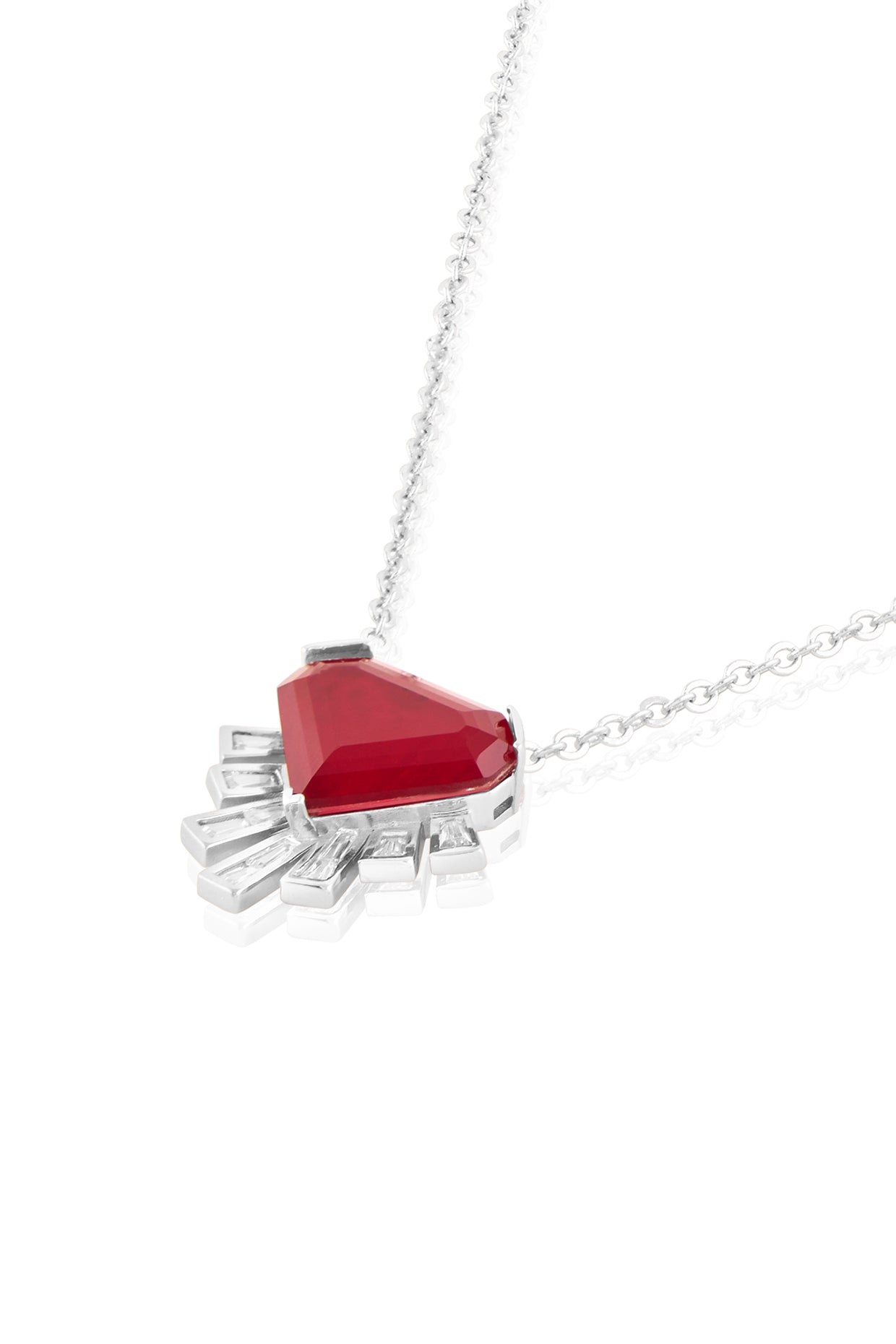 Prismatica Pendant Necklace In Rhodium Plated