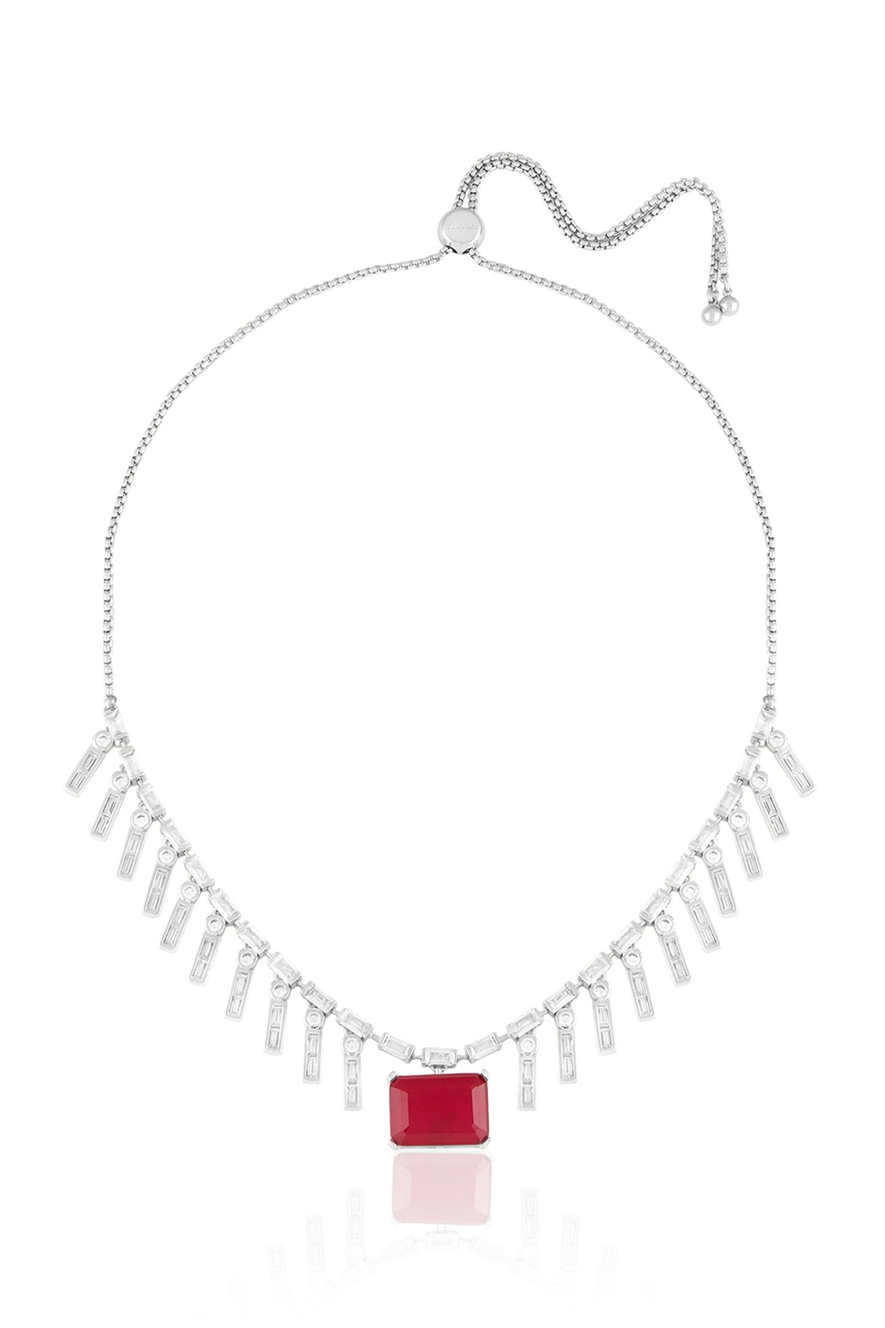 Florence Charm Necklace In Rhodium Plated