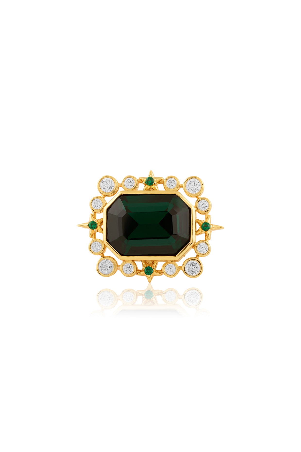 Emerald Lyric Statement Ring In 18Kt Gold Plated