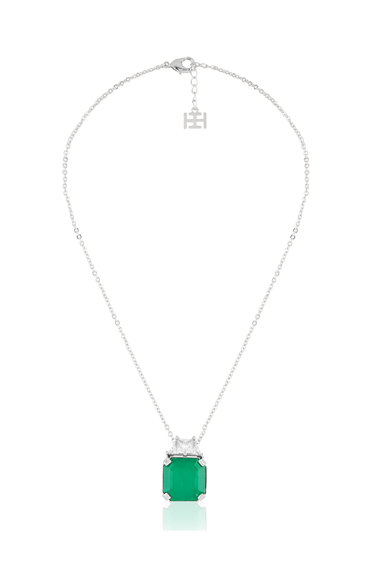 Glamore Pendant Necklace In Rhodium Plated