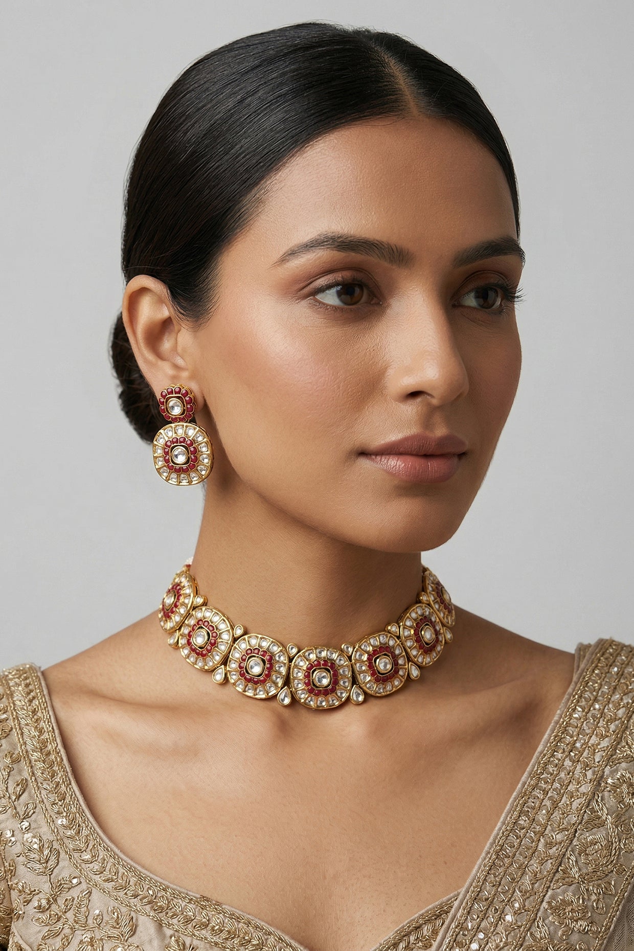 Sarayu Pink Gold Finish Kundan Choker