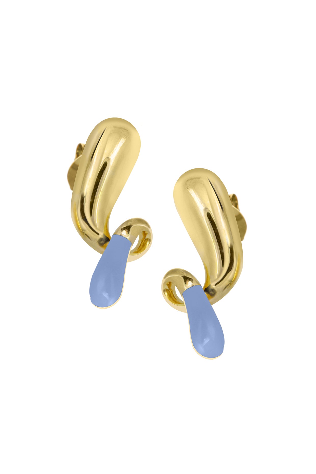 18Kt Gold Plated Powder Blue Pebble Pop Drop Earrings