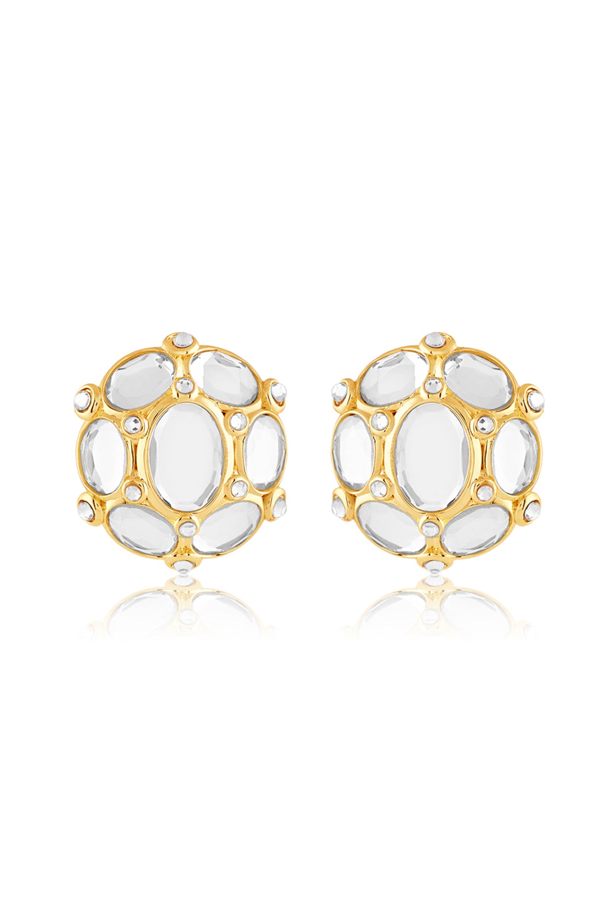 Limelight Oval Mirror Mega Stud Earrings 18Kt Gold Plated