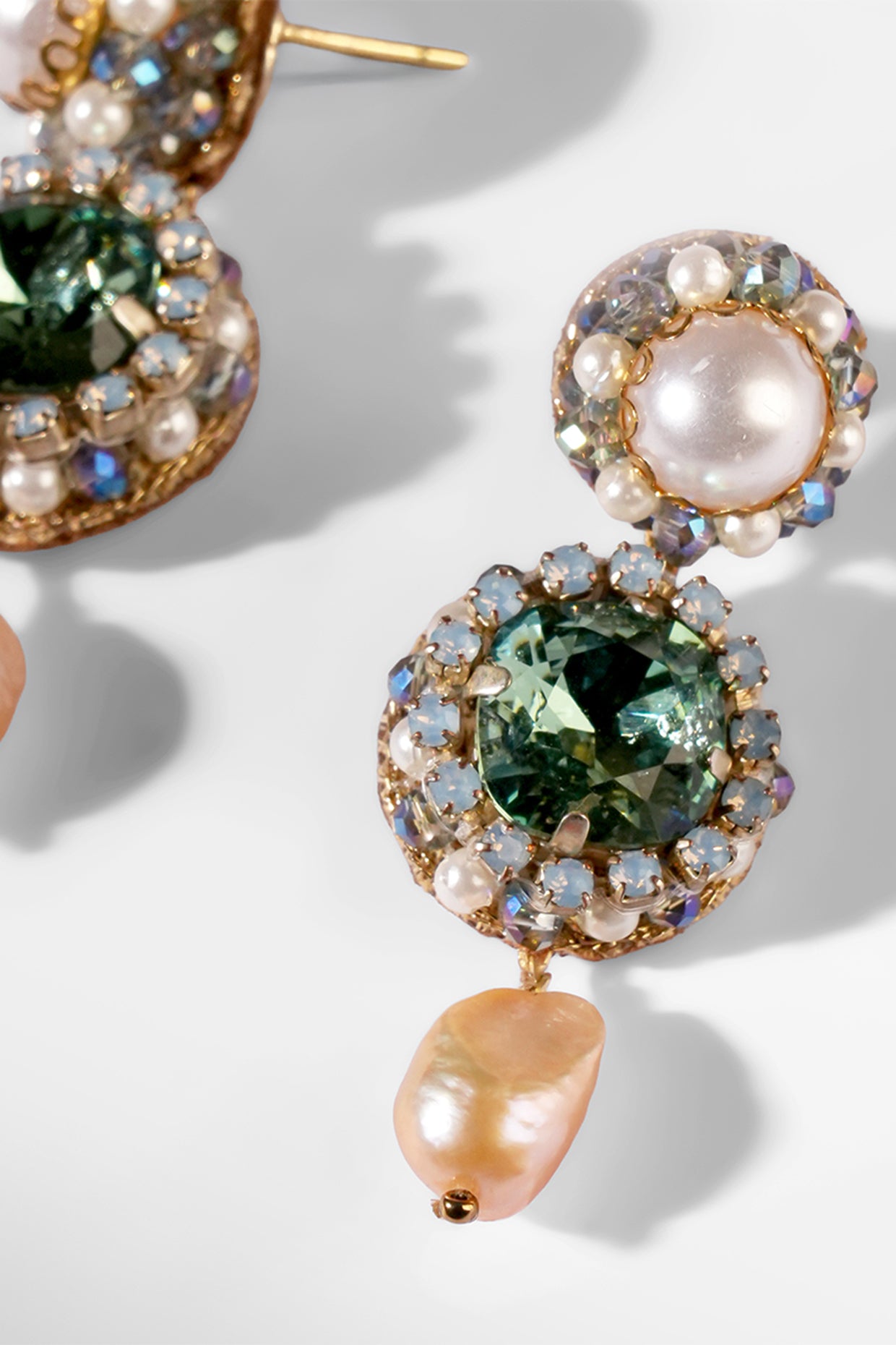 Green Mukta Earrings