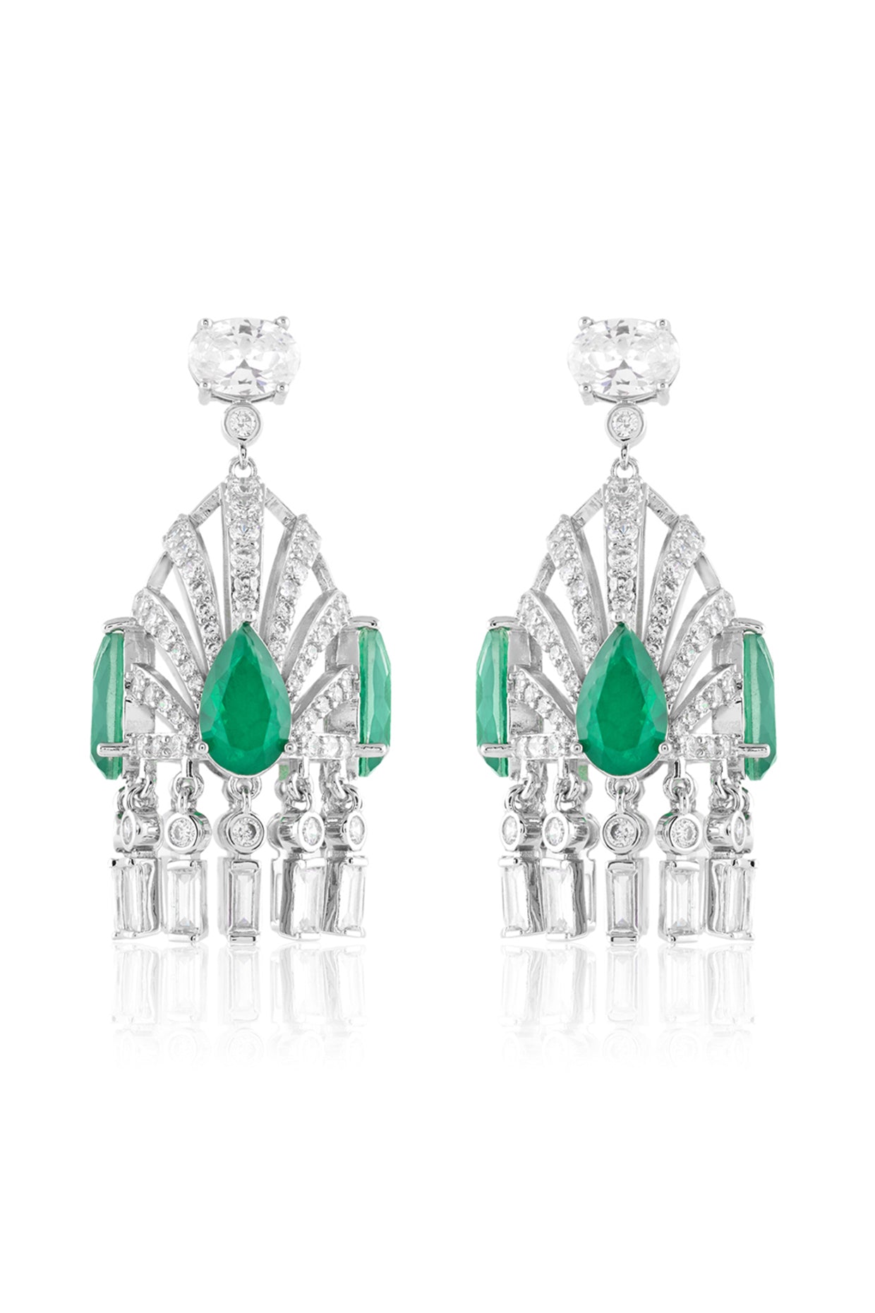 Atelier Statement Danglers In Rhodium Plated
