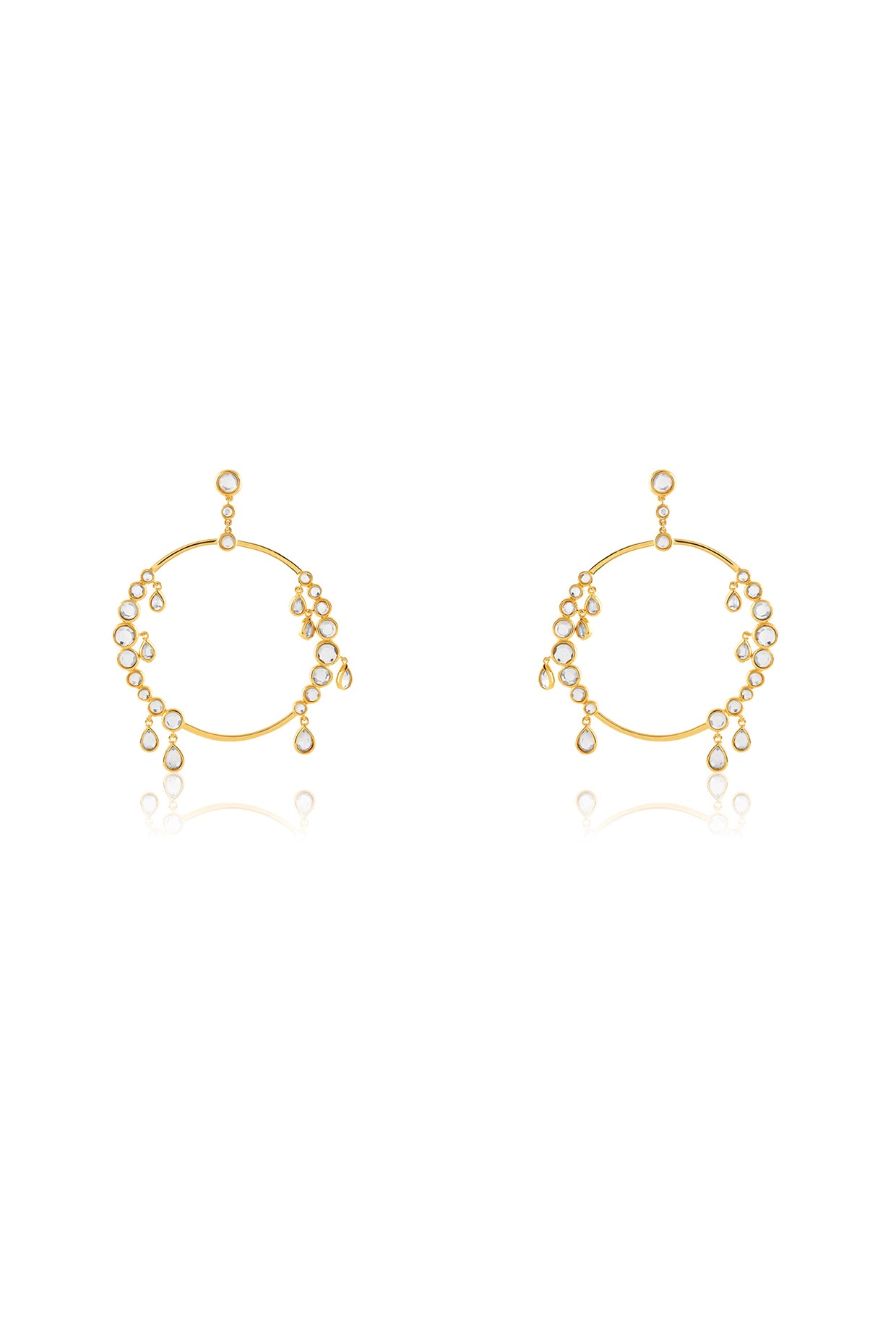 Decadence Decoded Mirror Front Hoop Earrings 18Kt Gold Plated