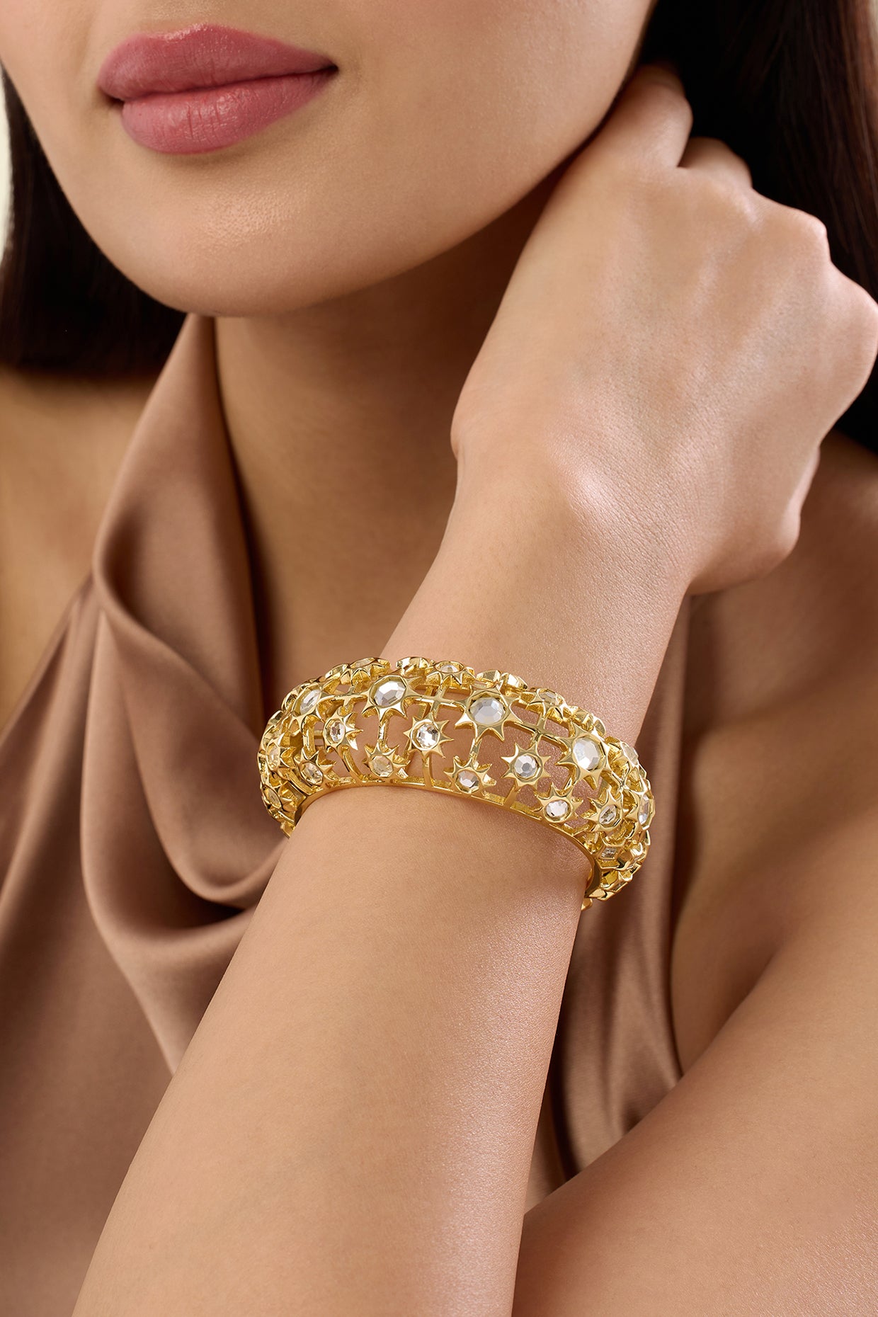 Celeste Mirror Dome Cocktail Cuff 18Kt Gold Plated