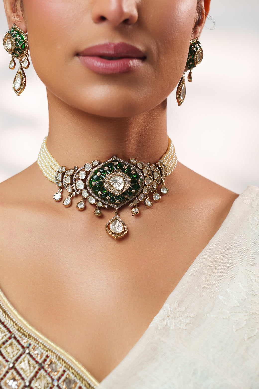Malini Green Polki Choker