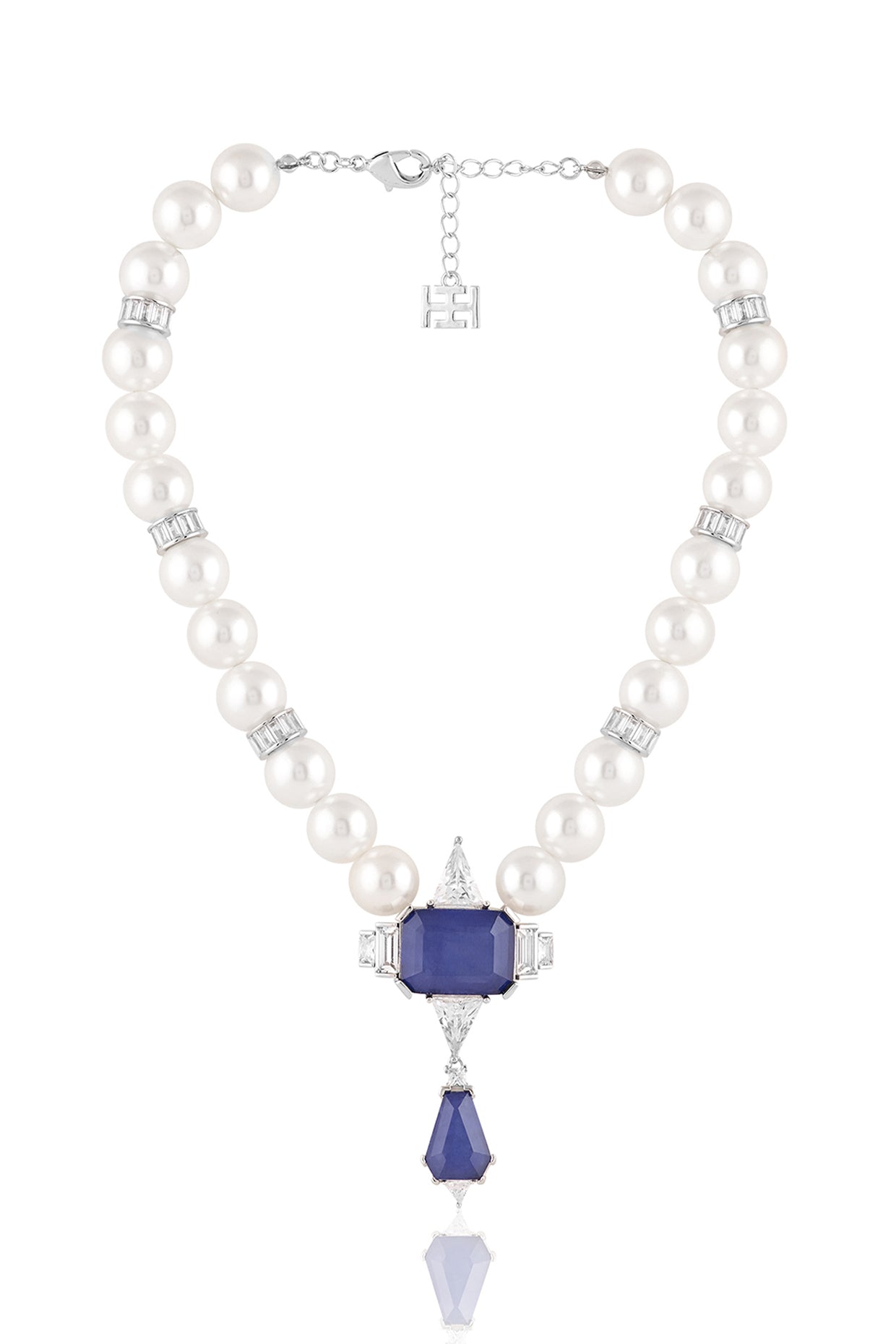 Lucille Statement Necklace In Rhodium Plated