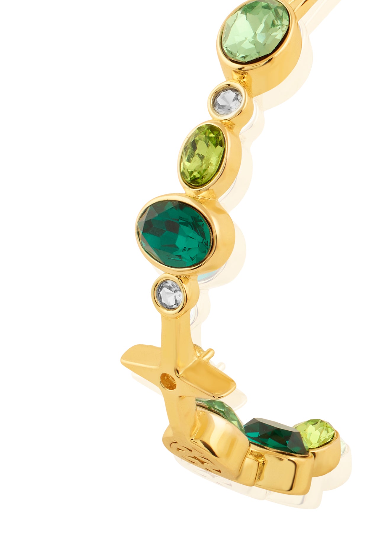 Green Gem Drop Hoops In 18Kt Gold Plated