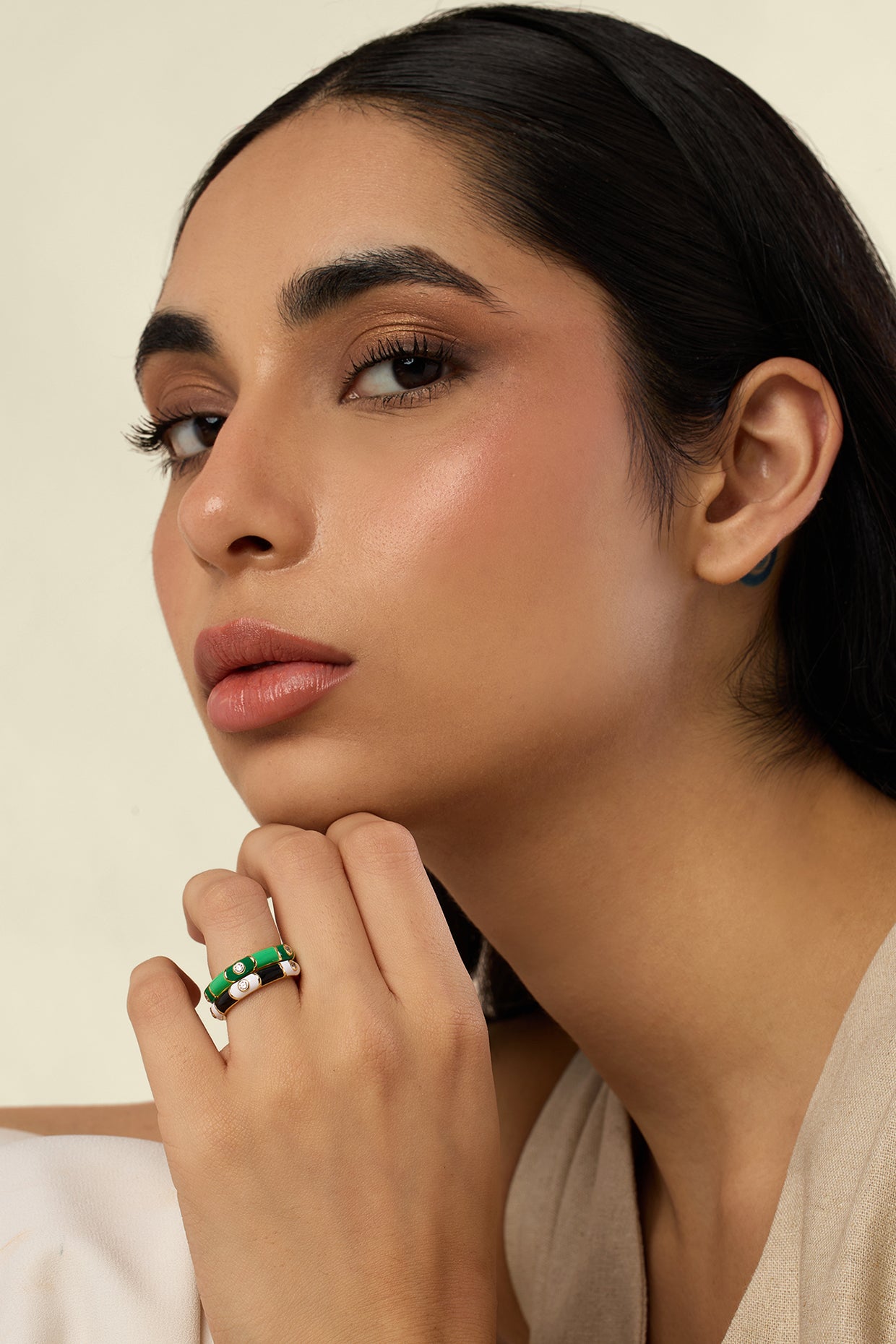 Mystic Gaze Ring Stack In 18kt Gold Plated