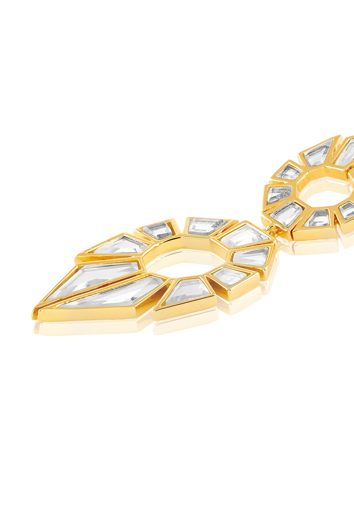 Bombay Deco Statement Mirror Earrings 18Kt Gold Plated