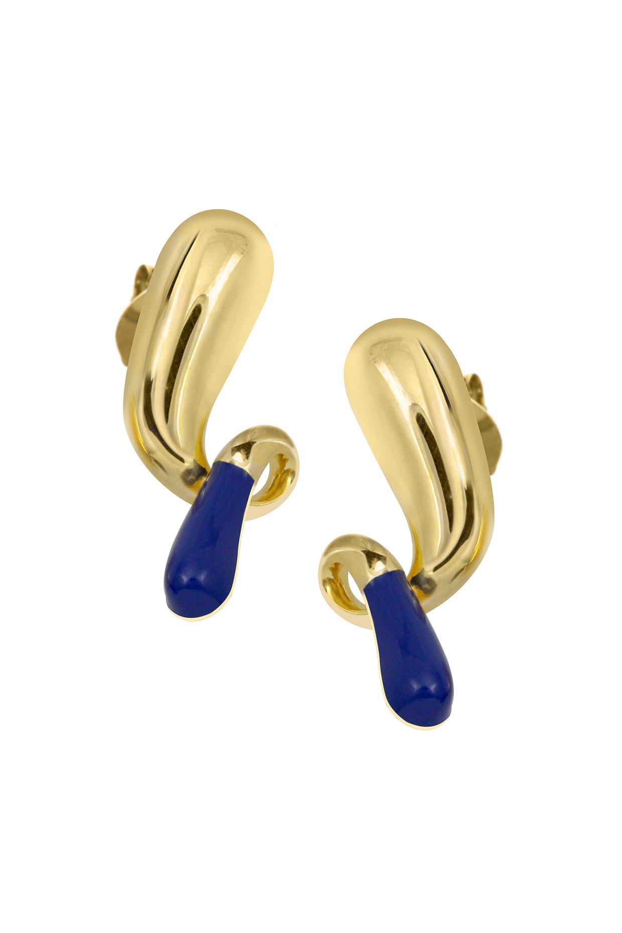18Kt Gold Plated Blue Pebble Pop Drop Earrings