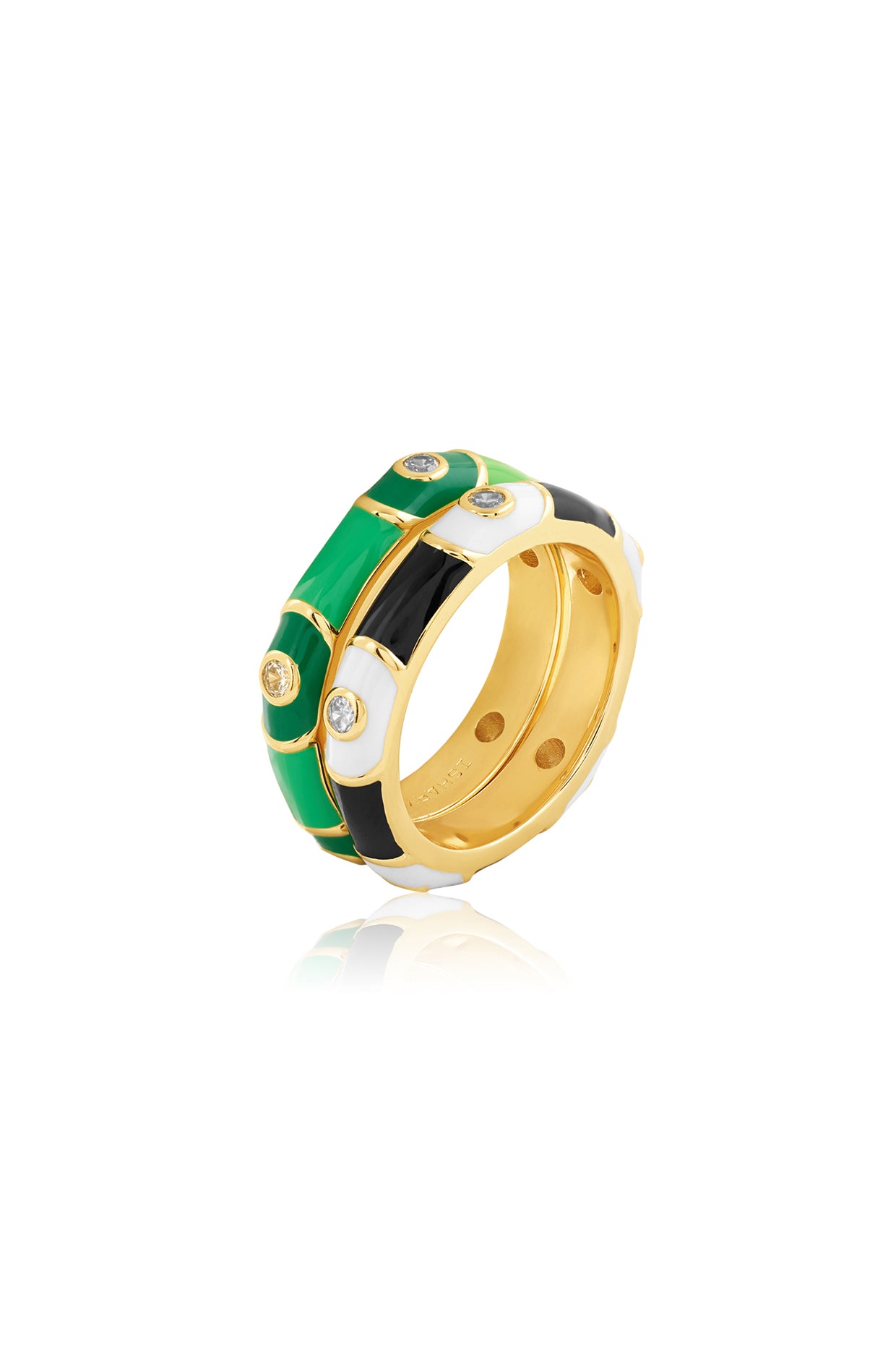 Mystic Gaze Ring Stack In 18kt Gold Plated