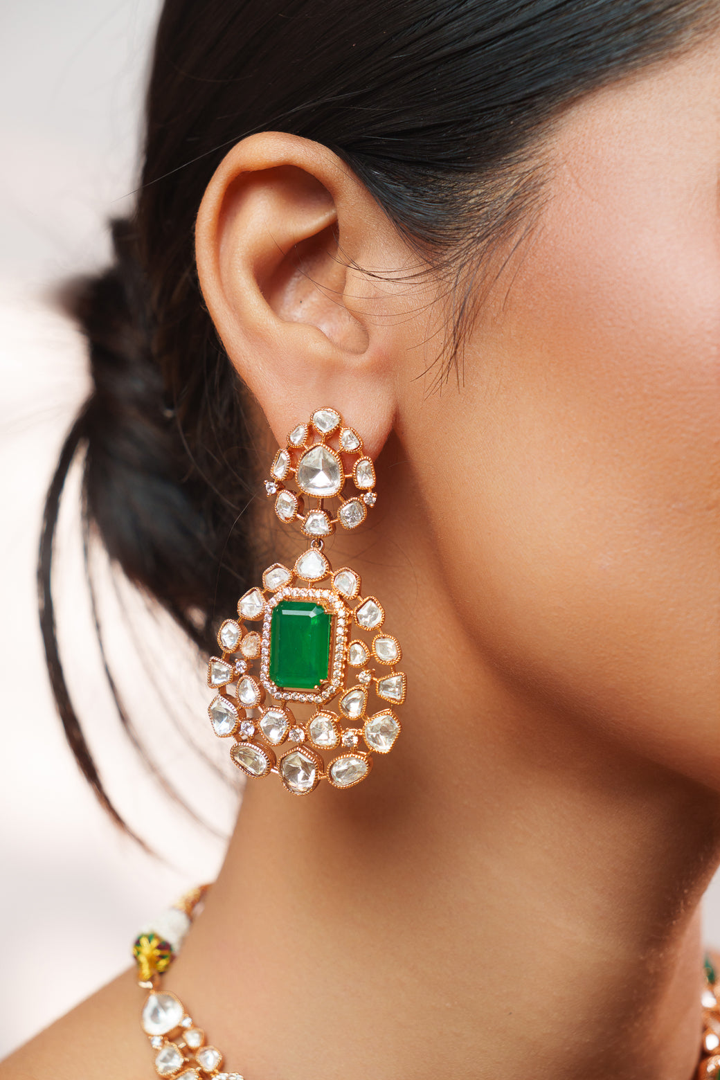 Samika Green Kundan Necklace Set