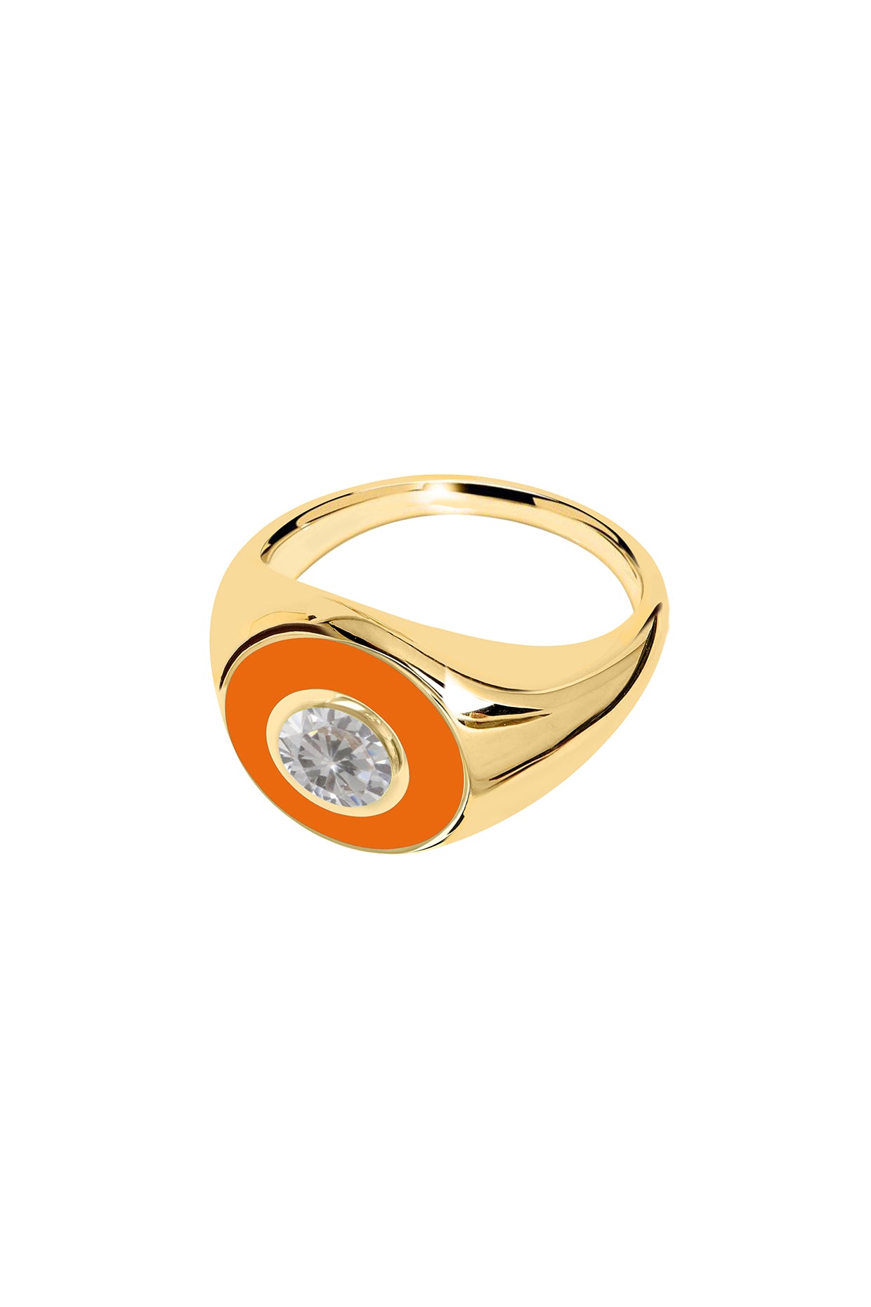 18Kt Gold Plated Eyes On Me Orange Signet Ring