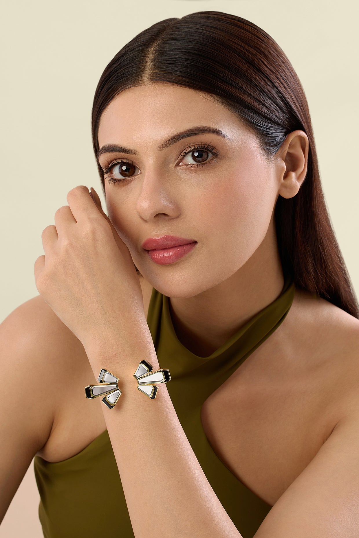 Ayaana Delicate Mirror Open Cuff 18Kt Gold Plated