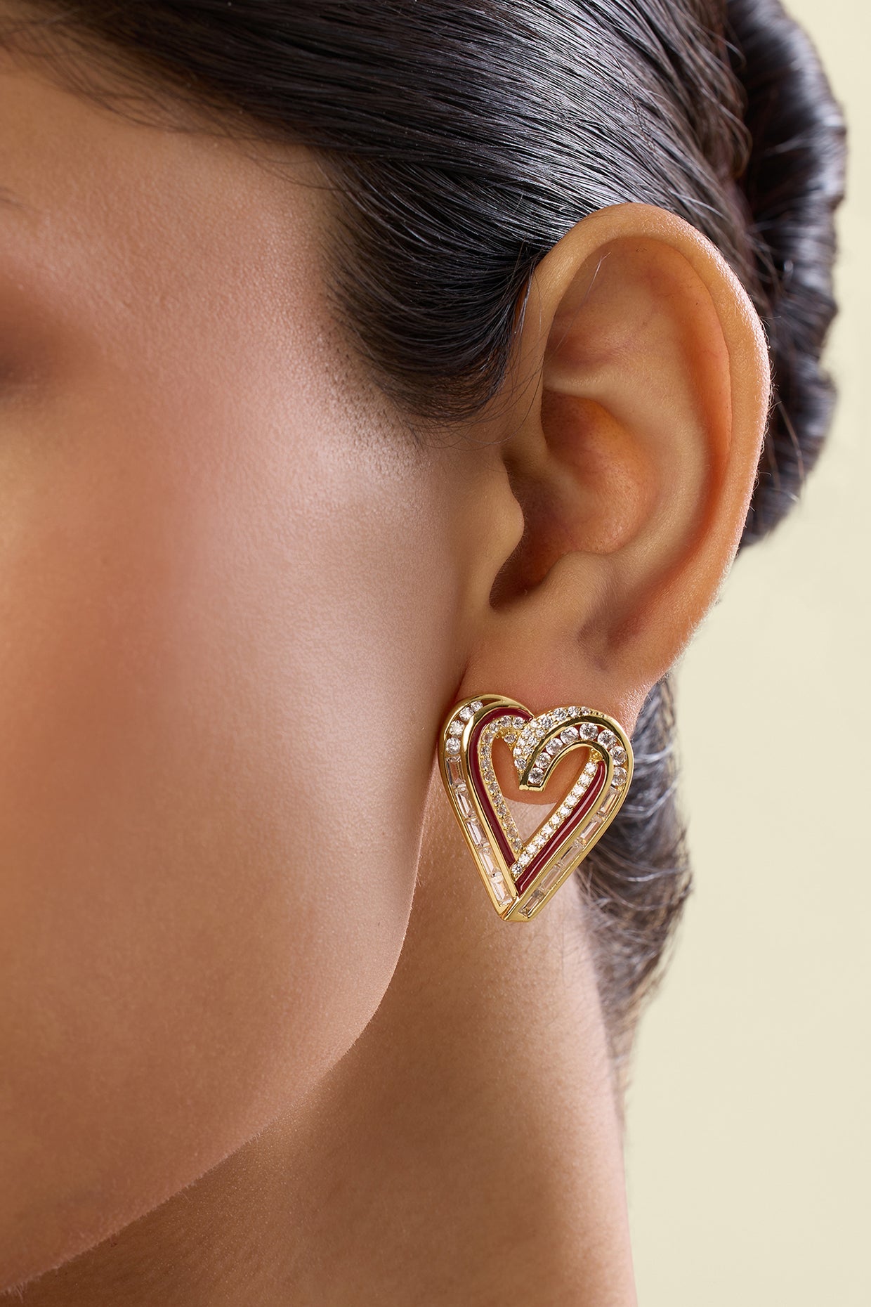 Liminal Heart Studs In 18Kt Gold Plated