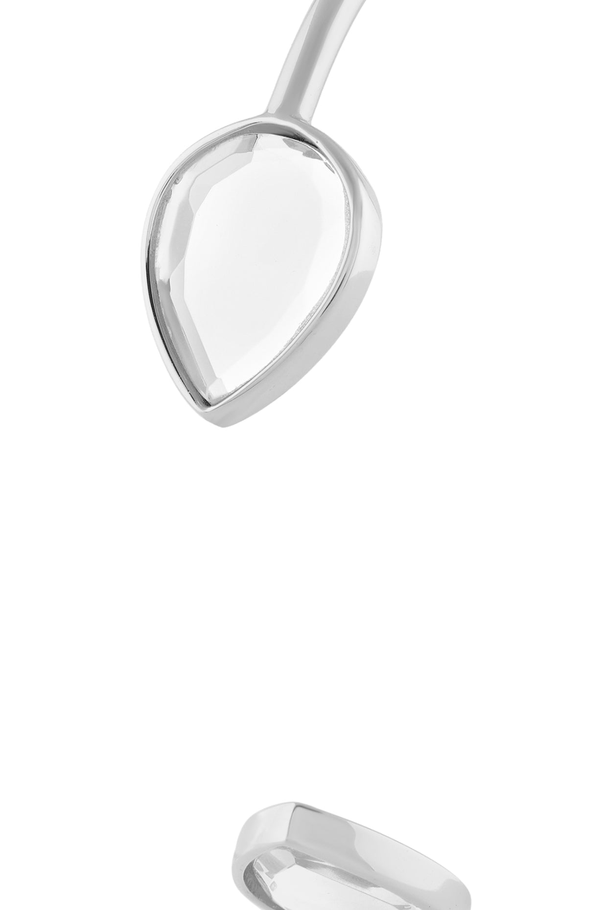 Silver Dew Drop Mirror Slim Cuff In Rhodium Plated