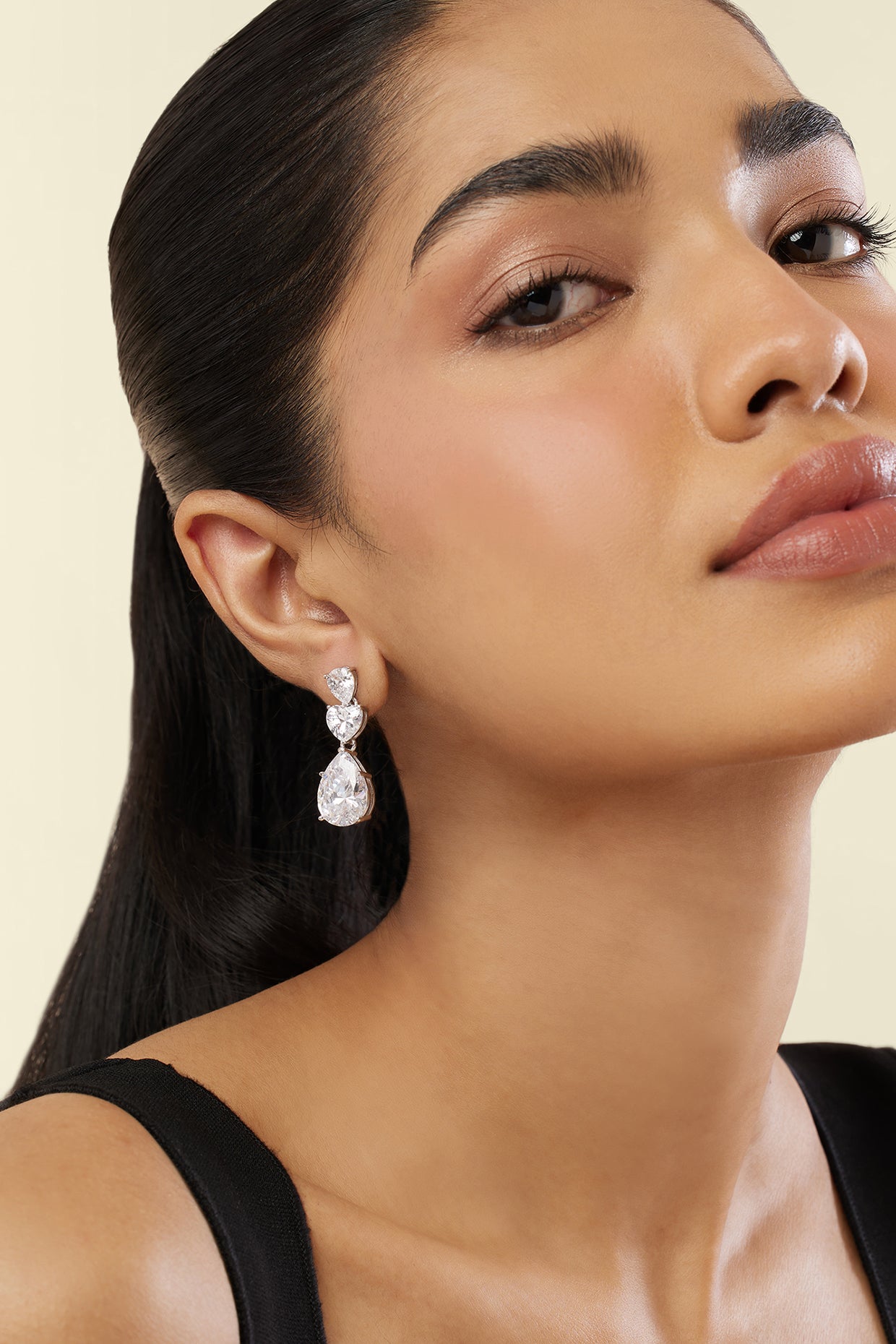 Silver Radiance Dangler Earrings In Rhodium Plating