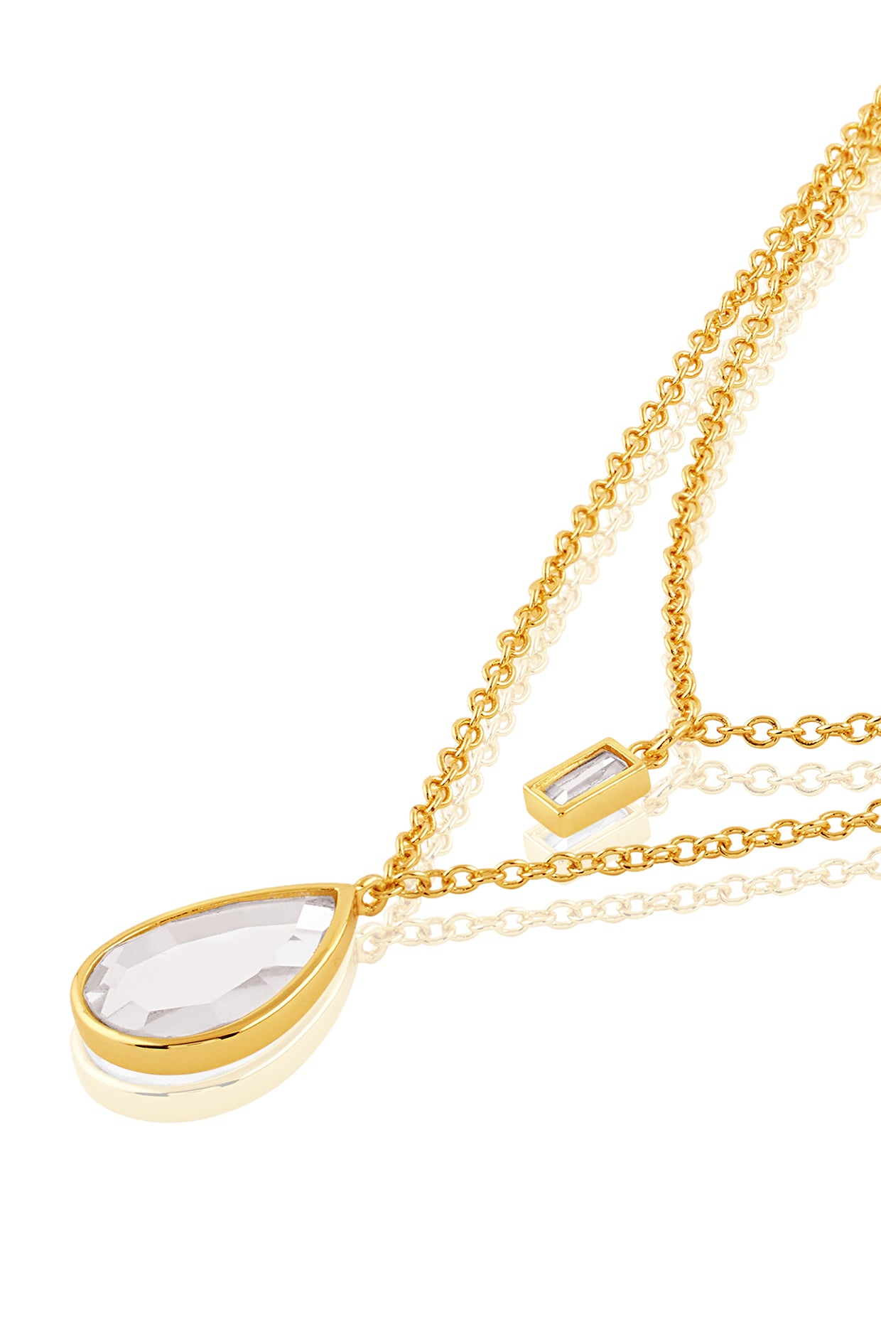 Dew Drop Mirror Layered Pendant 18Kt Gold Plated