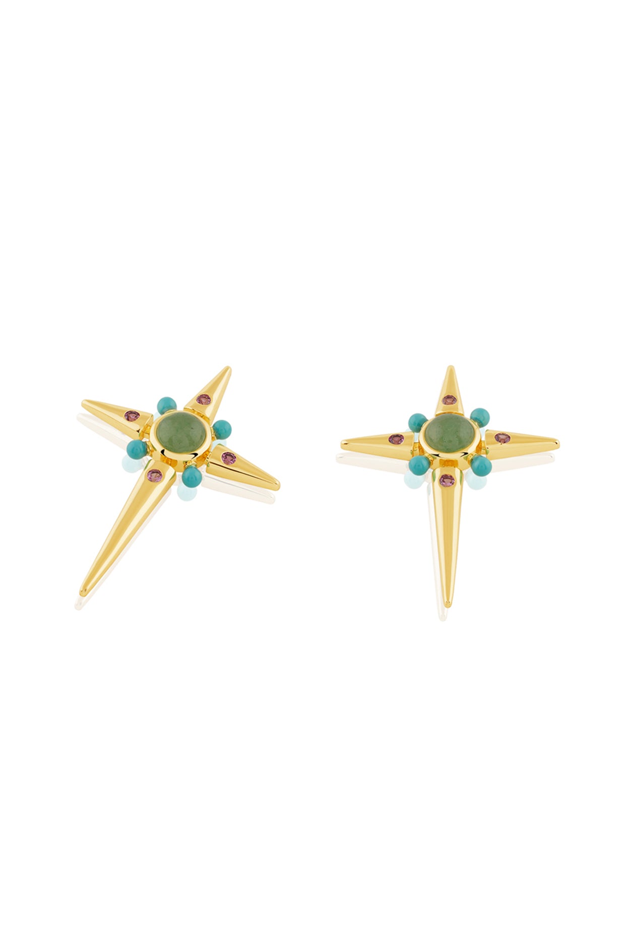Cosmic Cross Studs In 18kt Gold Plated